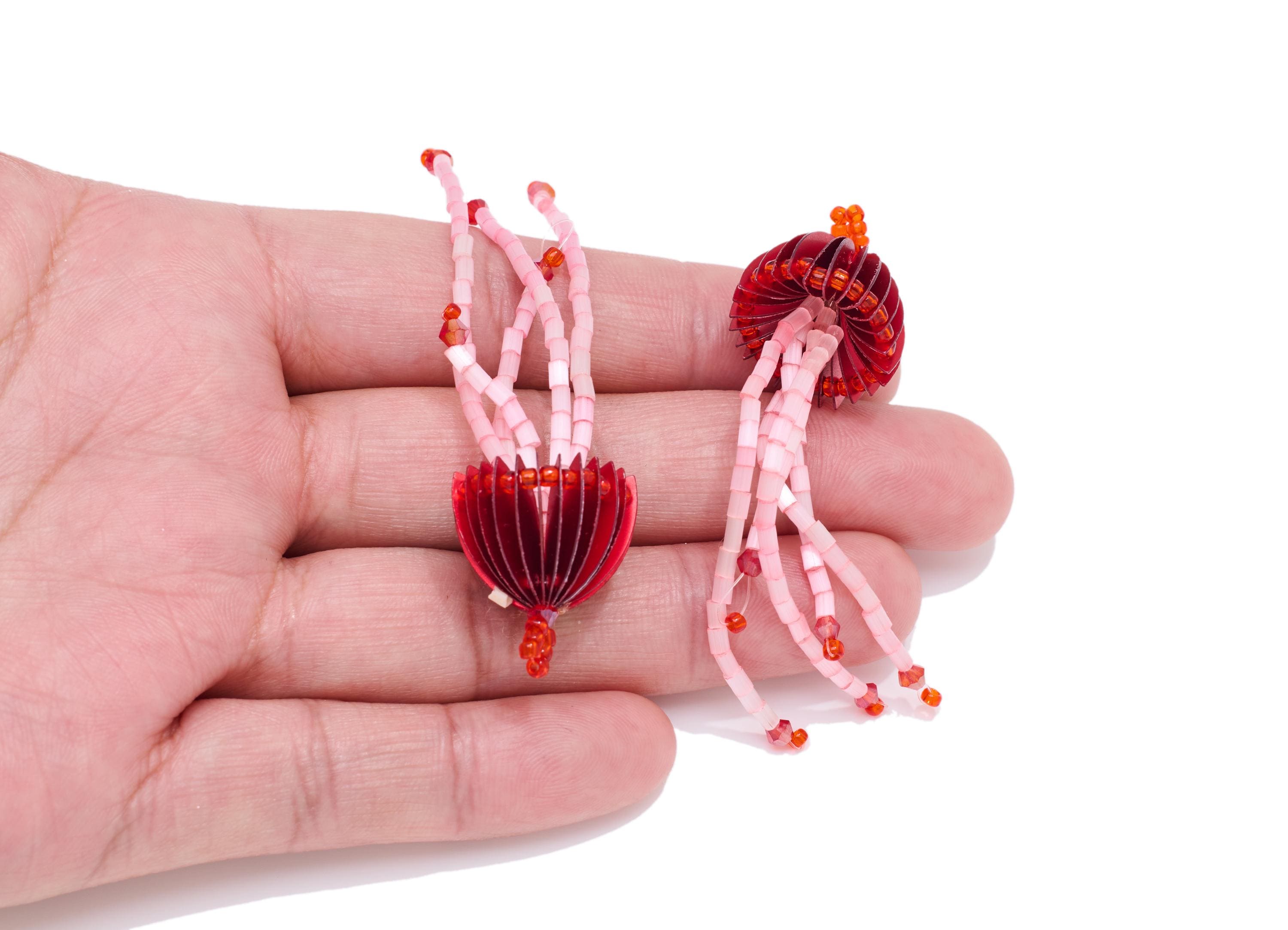 Colorful Jellyfish Earring Charm - Crystal Handcrafted Jellyfish Pendant - Aquatic Dangle Charm - Marine DIY Jewelry - 61x17x17mm - AC2669E - DOMEDBAZAAR