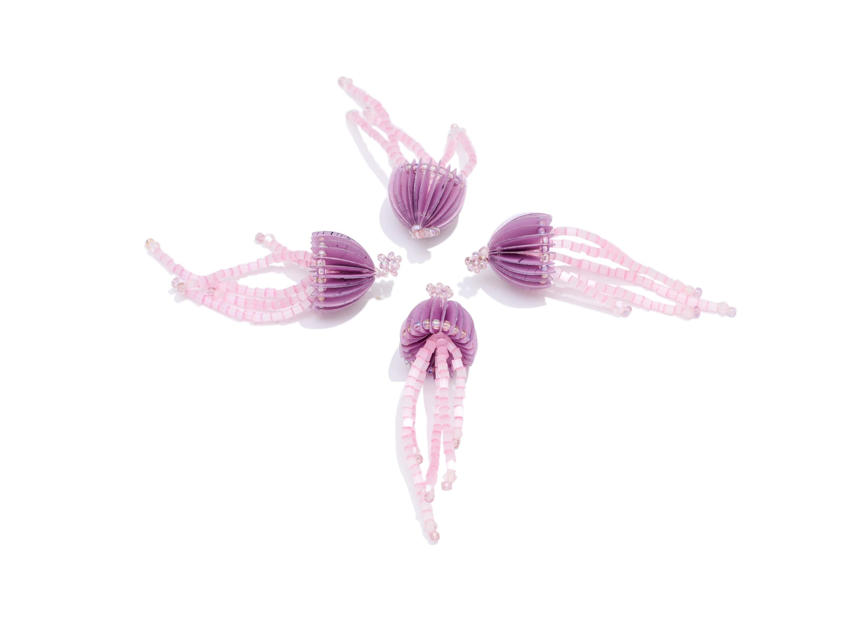 Beaded Jellyfish Earring Charm - Crystal Handcrafted Jellyfish Pendant - Colorful Dangle Charm - Marine DIY Jewelry - 61x17.8x17mm - AC2669F - DOMEDBAZAAR