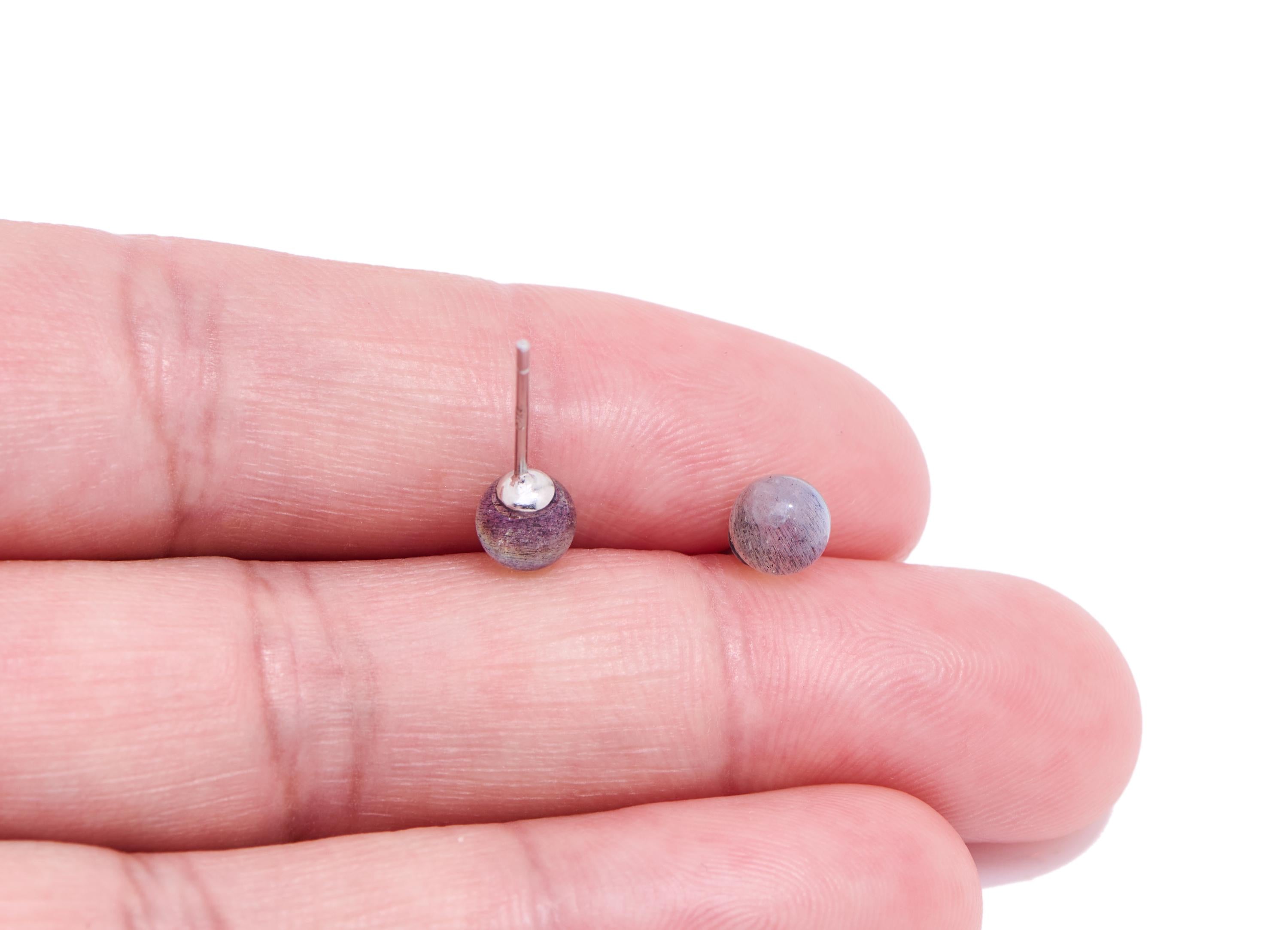 Moonstone Brass Round Stud - Silver Gemstone Earring Post - Minimalist Jewelry Making - Silver Stud - White K Plated - 5.3x5.3x5.3mm -NS2653 - DOMEDBAZAAR
