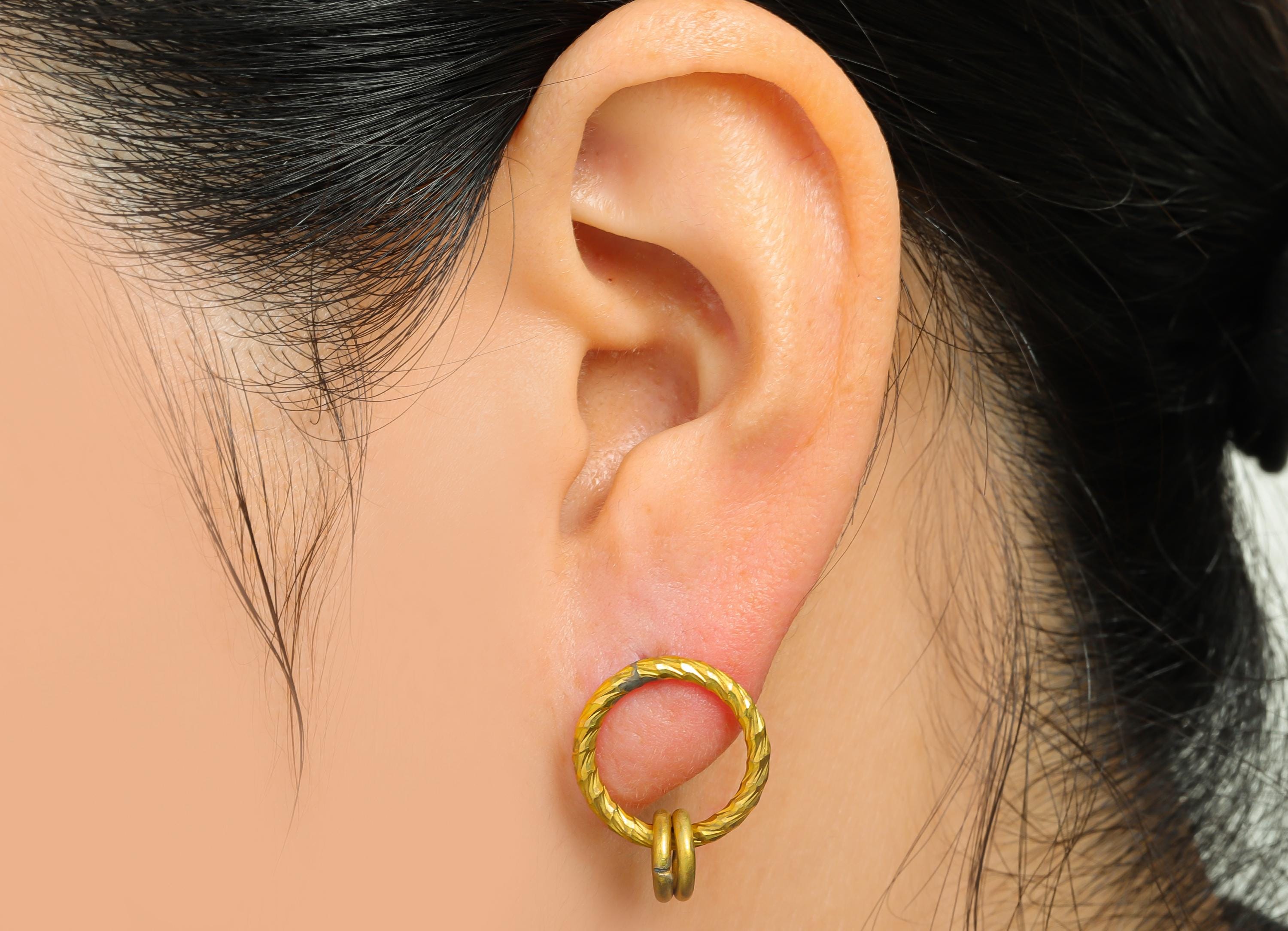 Interlocking Circle Studs - Raw Brass Minimalist Earring Base - Geometry Layered Circle Earring - DIY Jewelry Component - 17x15x2mm -PP11031 - DOMEDBAZAAR