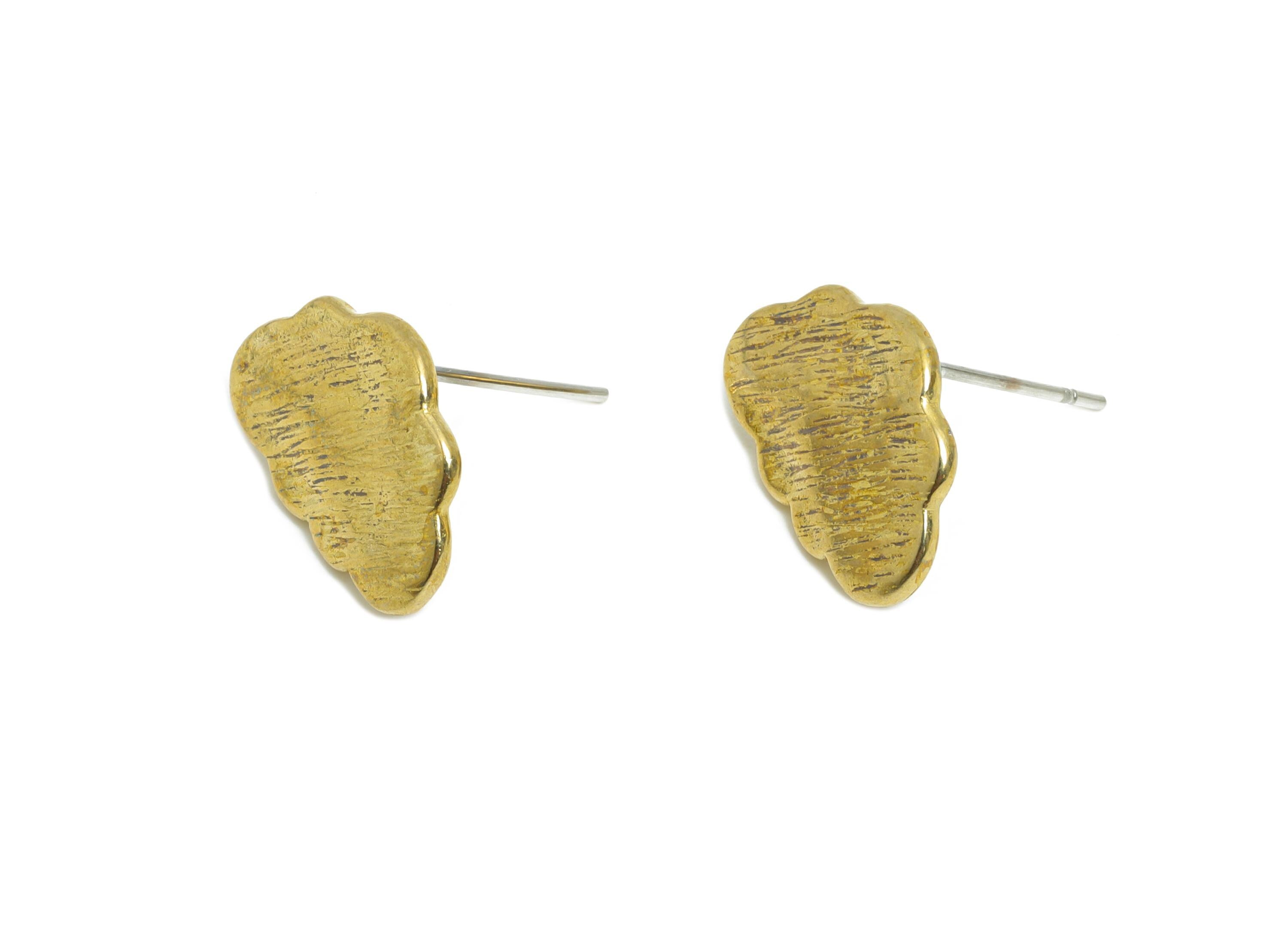 Brass Cloud Earring Stud - Raw Brass Textured Earring With Loop - Artisan Earring Design - Drop Charm Earring Base - 15x11x1.09mm - PP11033 - DOMEDBAZAAR