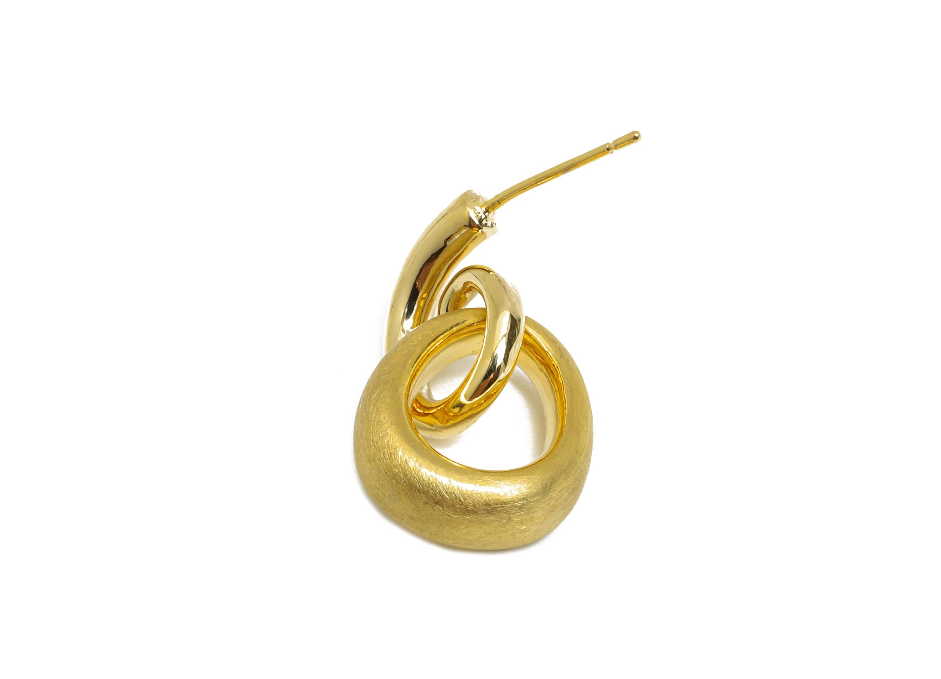 Brass Drop Dangle Earring - Gold Curved Spiral Earring Post - Geometric Hanging Earring Post - 18K Gold Plated - 23.55x13.27x0.73mm -RGP9583 - DOMEDBAZAAR