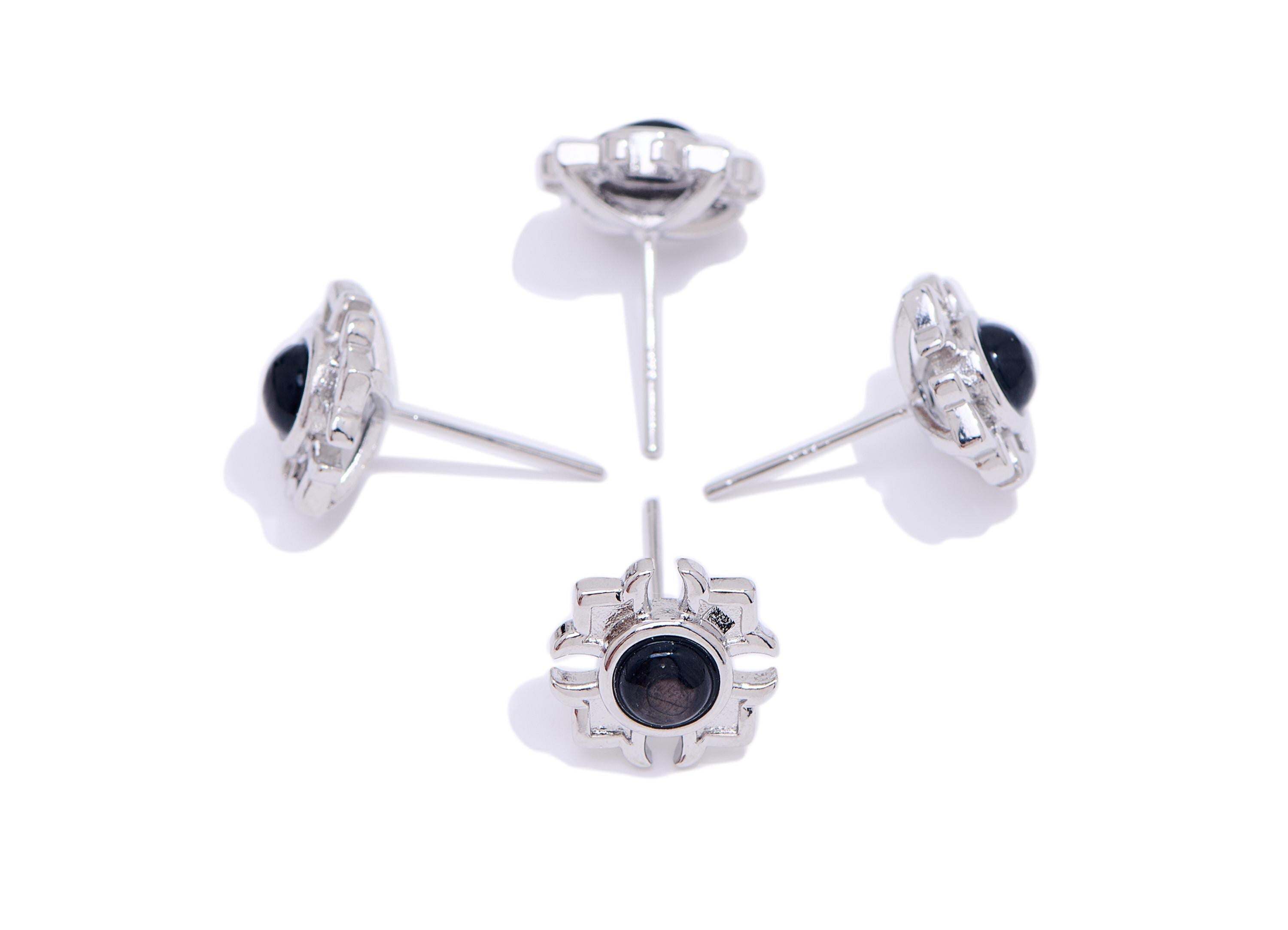 Brass Vintage Looking Earring Post - Brass Good Luck Earring Post - Minimalist Jewelry Making - White K Plated - 12.6x11.7x6.5mm - NS2657 - DOMEDBAZAAR