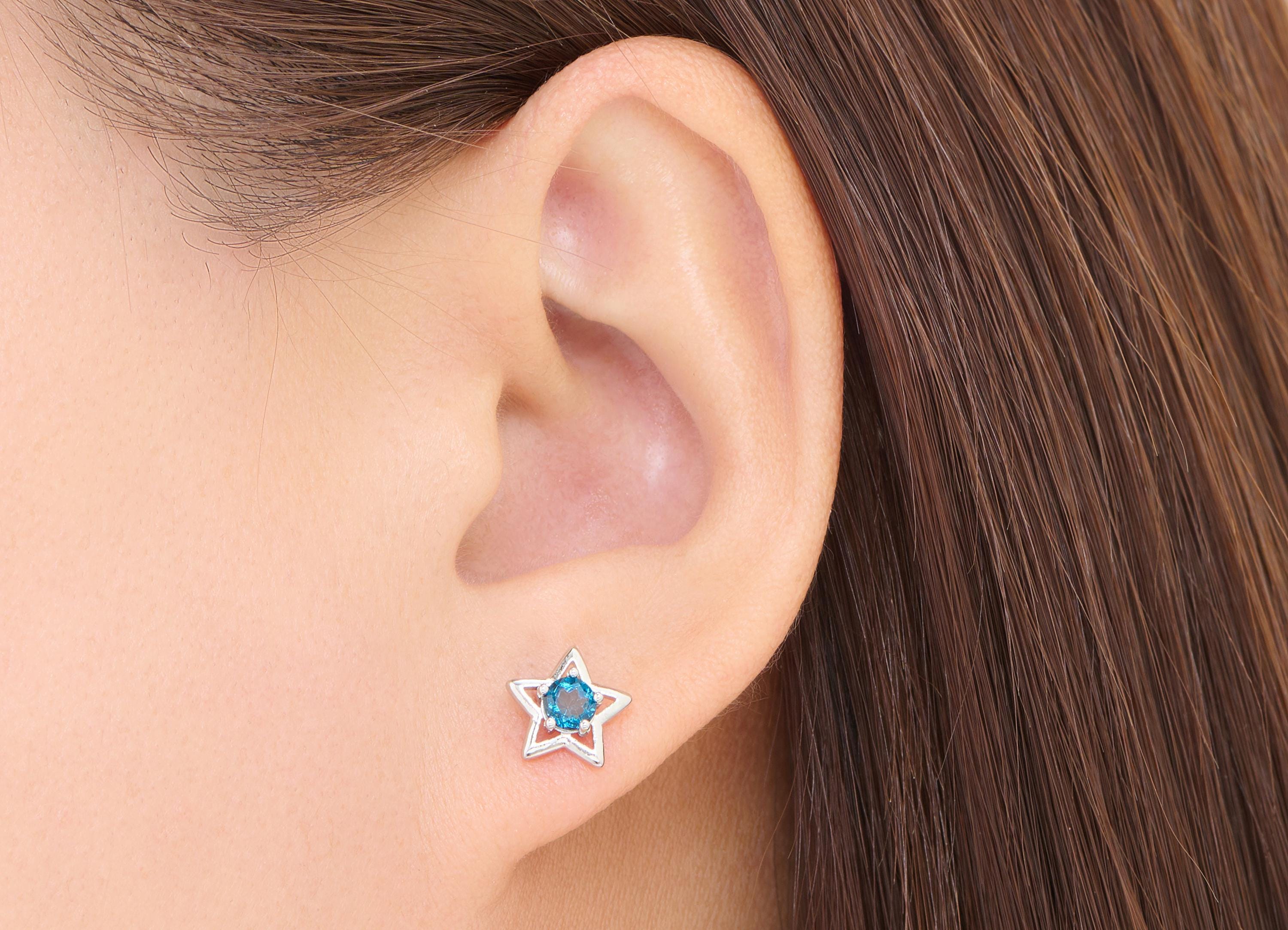 Topaz Stone Brass Star Stud - Dainty Gemstone Earring Post - Chic Jewelry Making - Silver Stud - White K Plated - 9.17x9.17x3.62mm - NS2664 - DOMEDBAZAAR