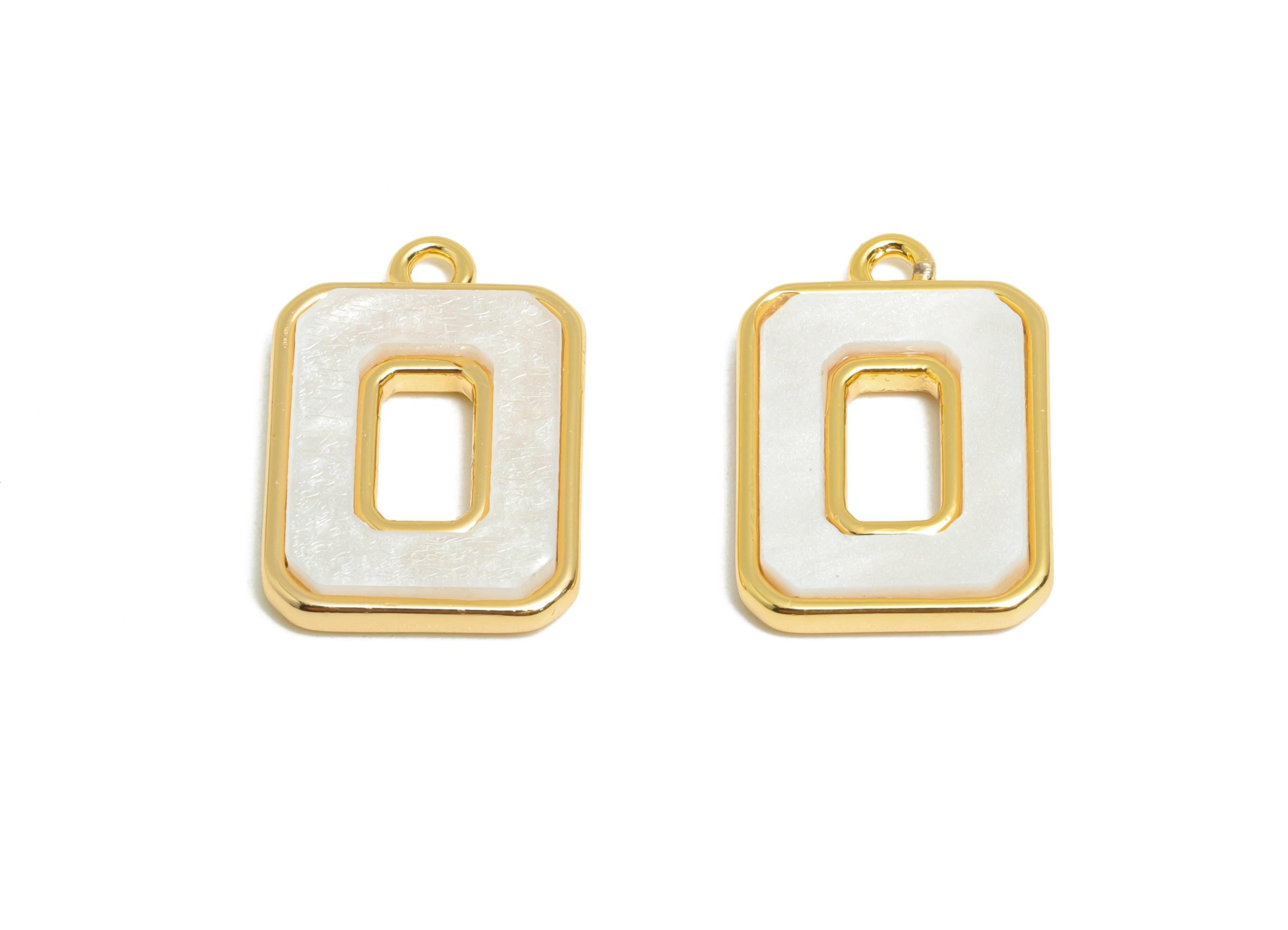 Gold Oval Rectangle Pendant - Brass Rectangular Charm for Necklace - Acrylic Gold Earring Charm -18K Real Gold Plating - 19x13x2mm -RGP10385 - DOMEDBAZAAR