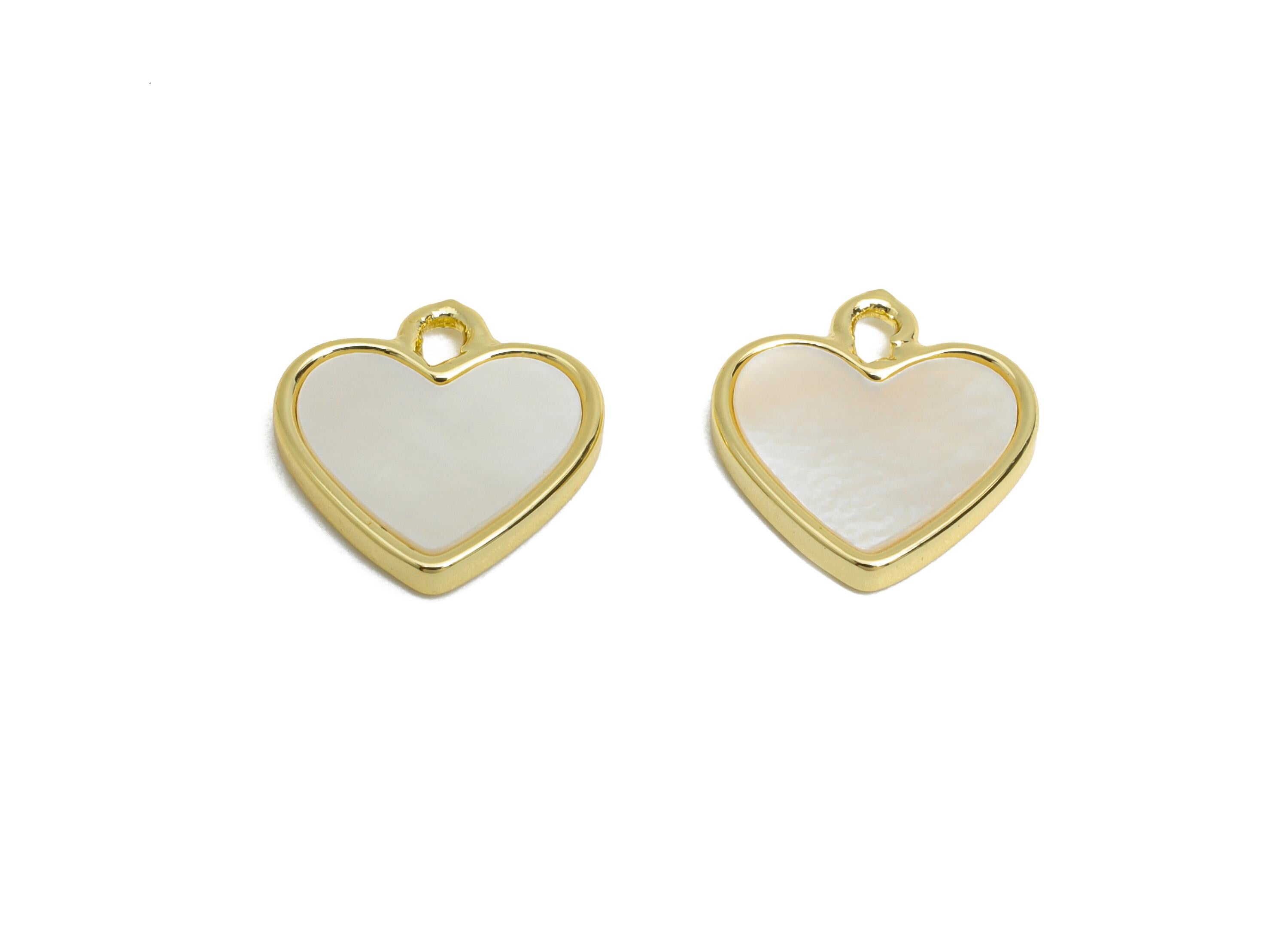 Brass Heart Earring Charm - Gold Seashell Pendant for Necklace - Refined Love Heart Charm - 18K Real Gold-Plated - 12.53x11.9x2.03mm-RGP9622 - DOMEDBAZAAR