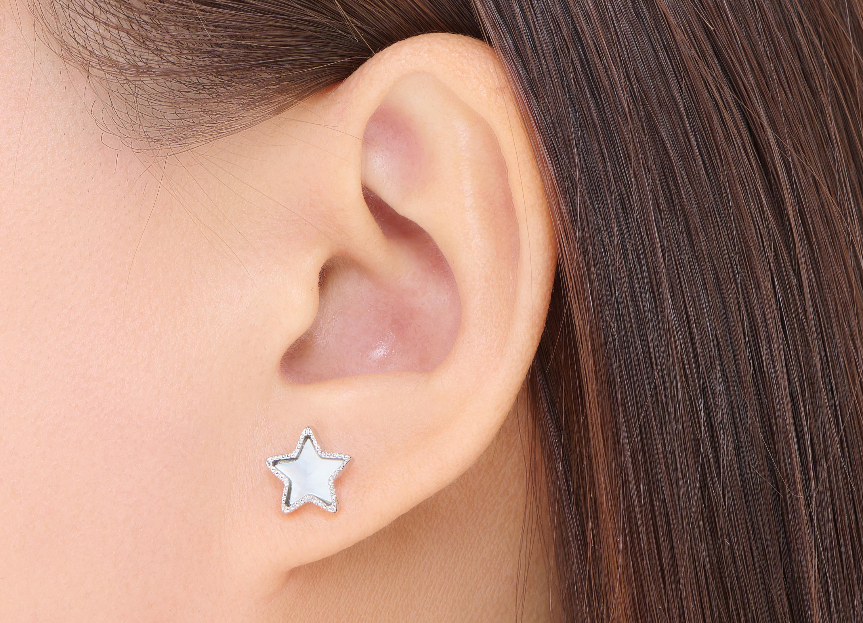 Brass Seashell Star Stud - Modern Celestial Star Earring Post - Elegant Jewelry Making - Silver Stud - White K Plated - 9.7x9.7x3.6mm-NS2578 - DOMEDBAZAAR