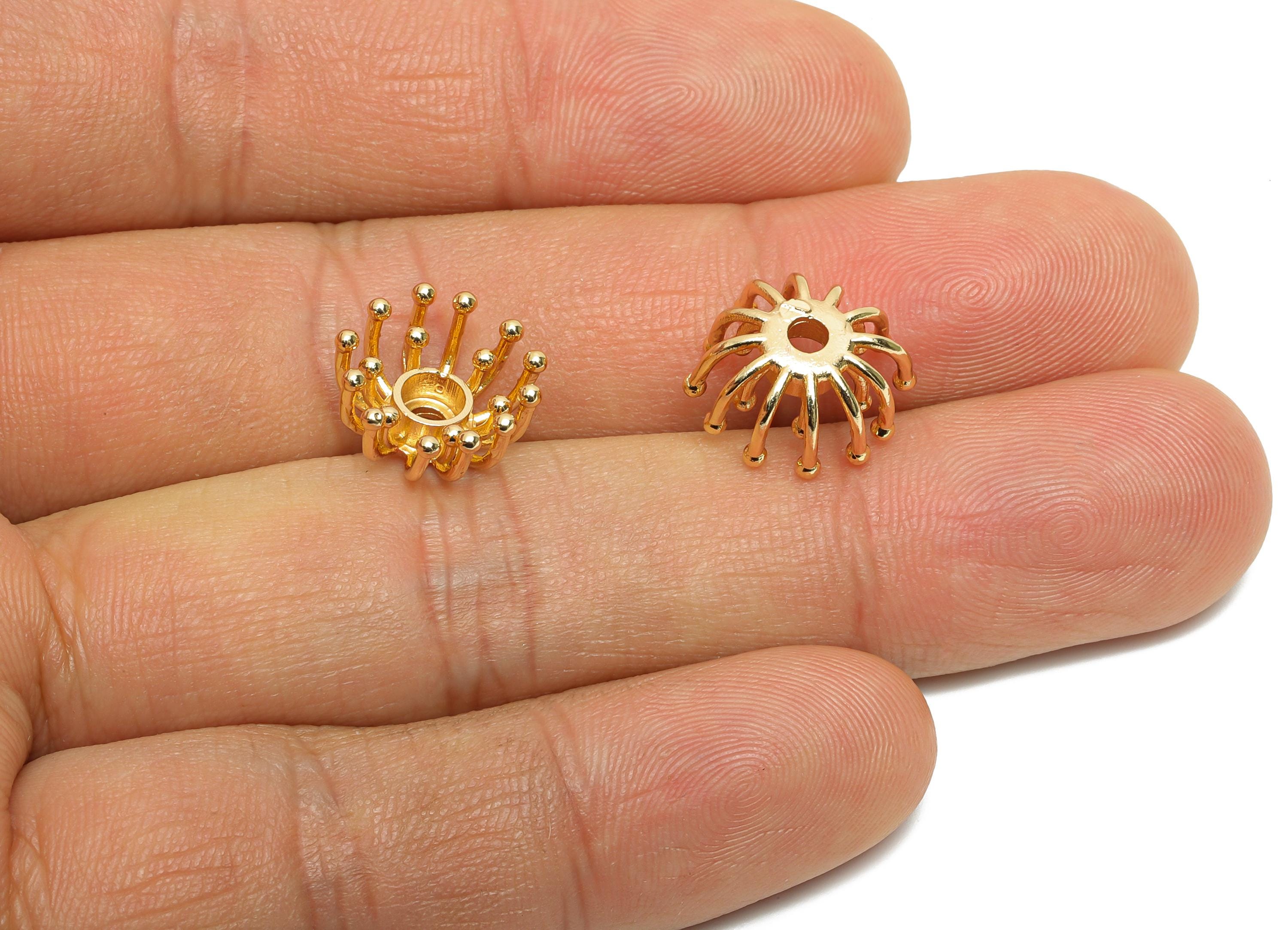 Starburst Bracelet Charm - Brass DIY Bracelet Space Bead - Modern Orbital Spacer Bead Setting - 18K Real Gold Plated - 13x13x6mm-RGP10693 - DOMEDBAZAAR
