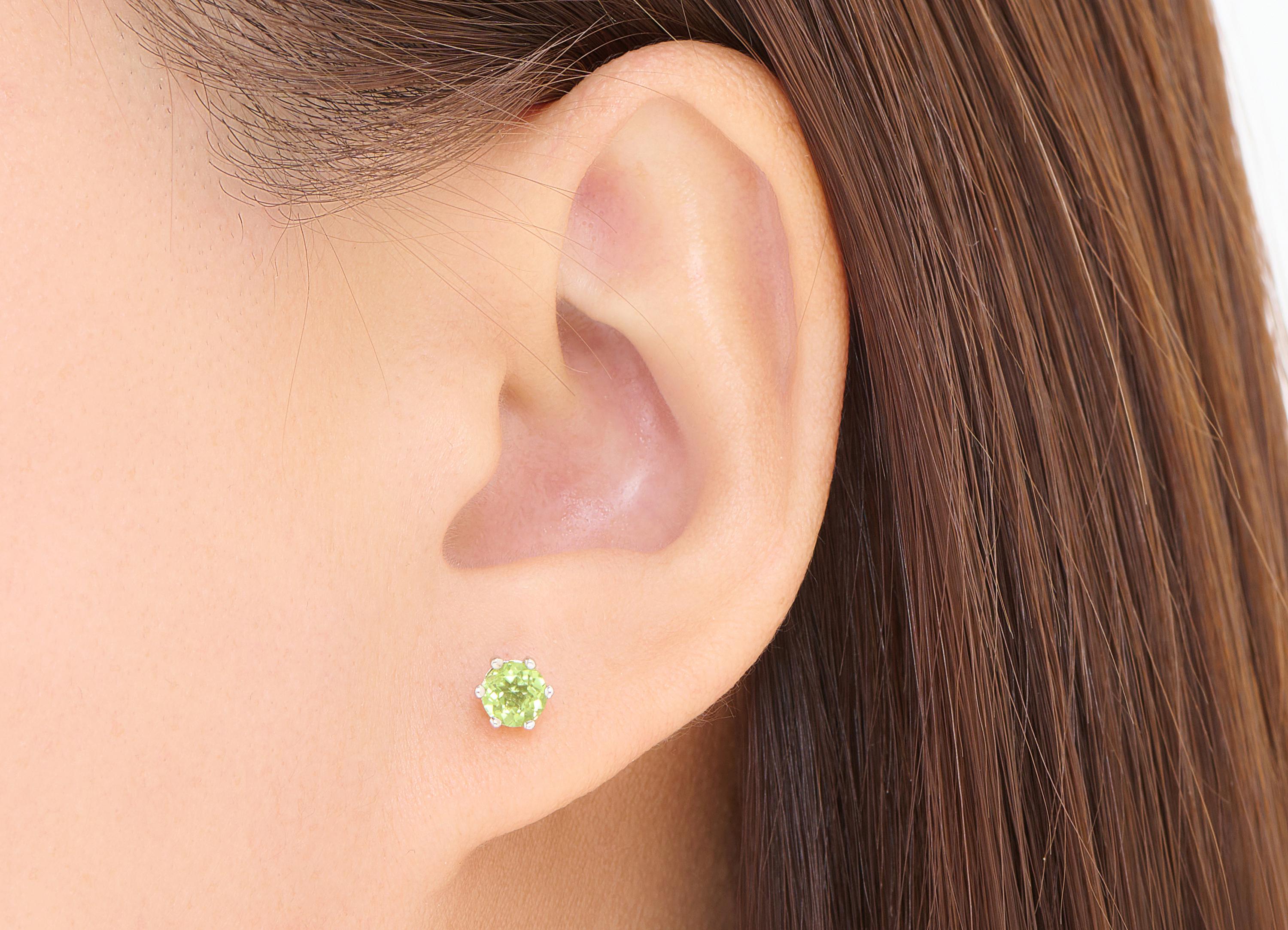 Olivine Brass Round Stud - Mini Round Prong-Set Earring Post - Classic Jewelry Making - Silver Stud - White K Plated - 5.4x5.4x5mm - NS2614 - DOMEDBAZAAR