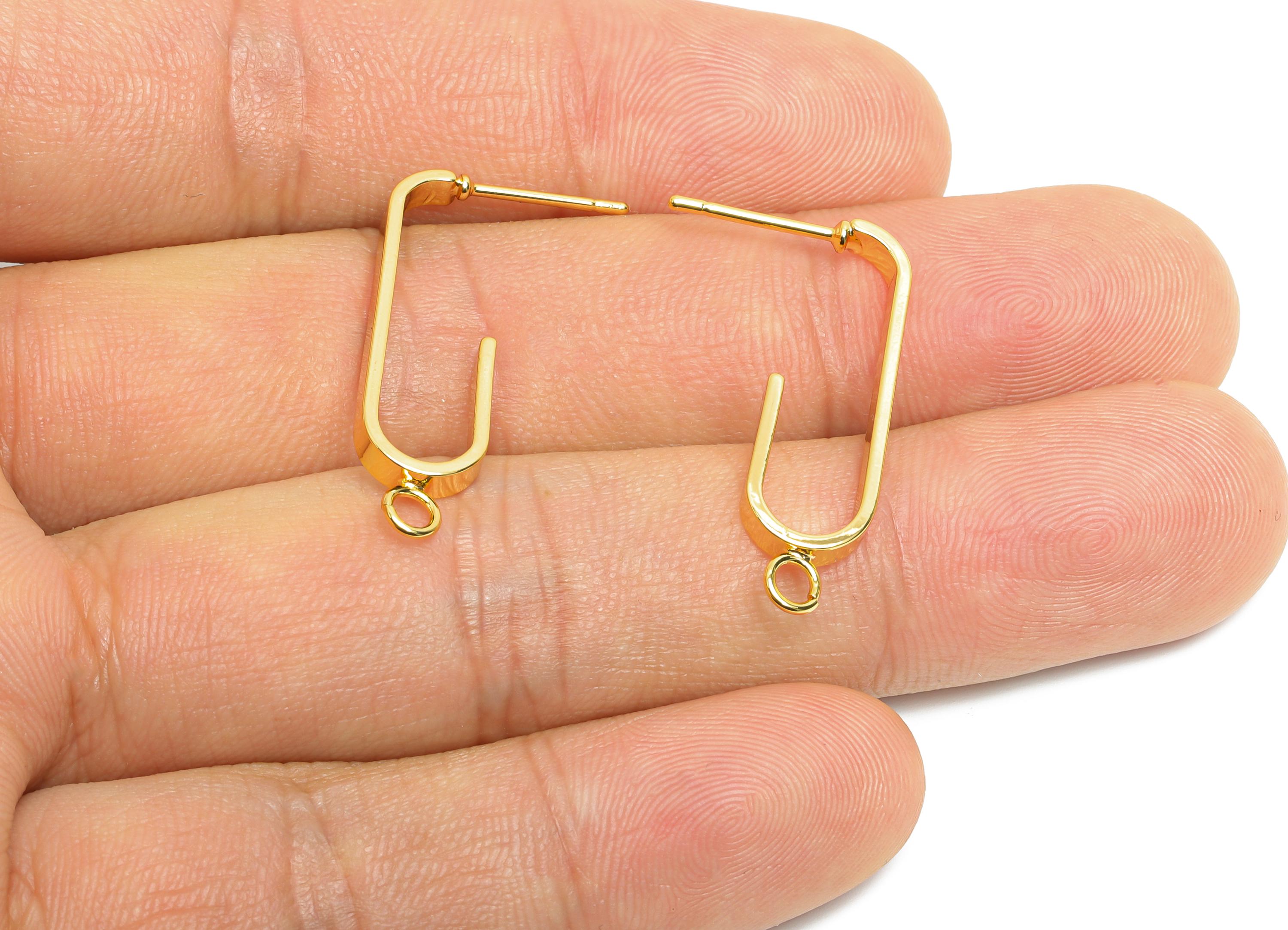 Brass U-Shaped Hoop Earring - Brass Hoop Earring With Loop - DIY Open Frame Earring Base - 18K Real Gold Plated - 28.1x8x2.5mm - RGP9686 - DOMEDBAZAAR