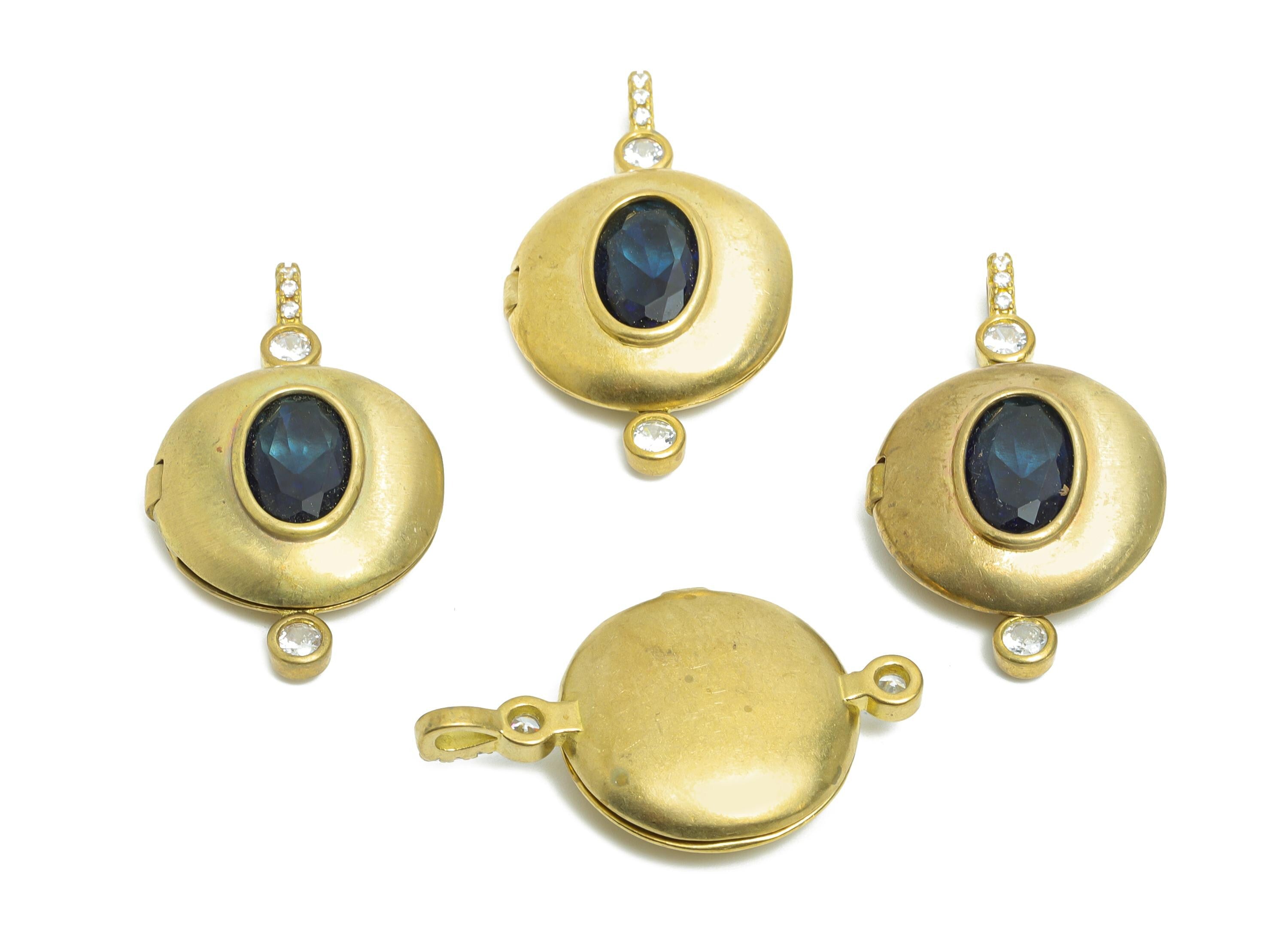 Memory Locket Necklace Pendant - Raw Brass CZ Crystal Locket Pendant - Brass Customizable Photo Vintage Locket Charm - 34x20.7x7mm - PP11087 - DOMEDBAZAAR