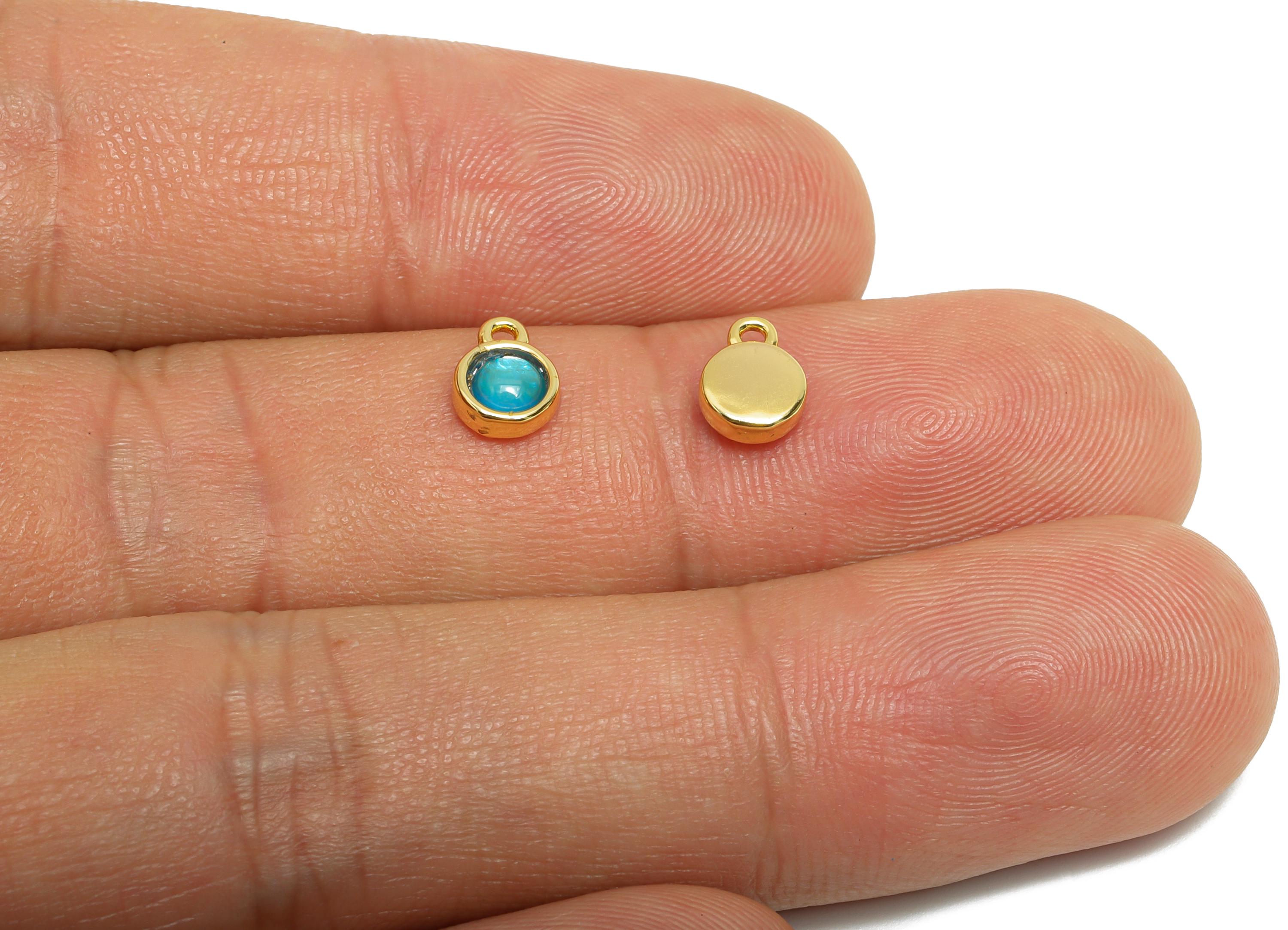 Mini Bracelet Charm - Brass Geometric Inlay Acrylic Charm - Modern Round Pendant for Bracelet -18K Real Gold Plated - 7x5.4x2.35mm - RGP9541 - DOMEDBAZAAR