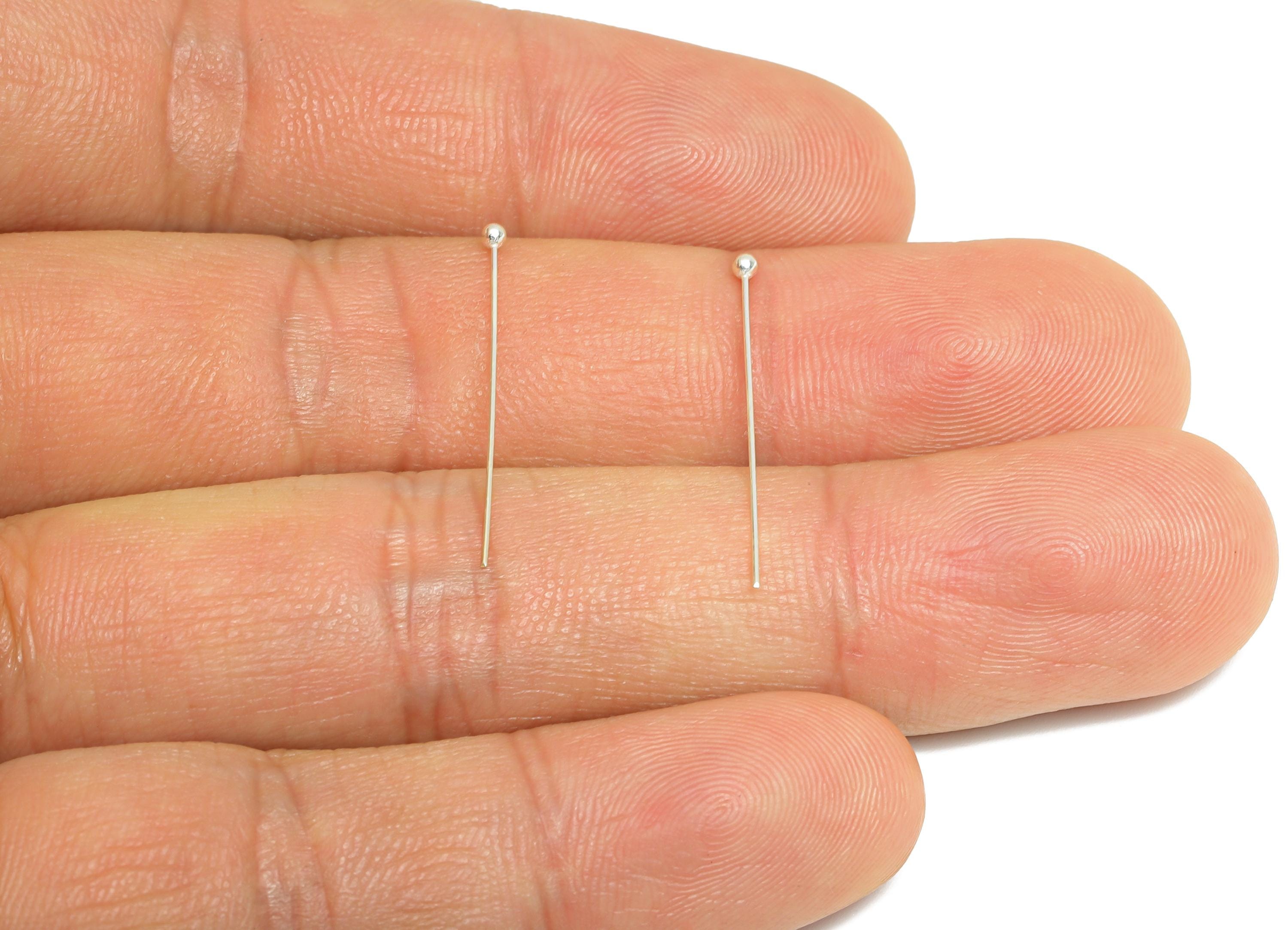Ball Head Pin - For Bead DIY Jewelry - Customizable Drop Earring Base - Boll Needle - 18K Real White Gold Plating - 25x1x0.4mm - RGP9661 - DOMEDBAZAAR