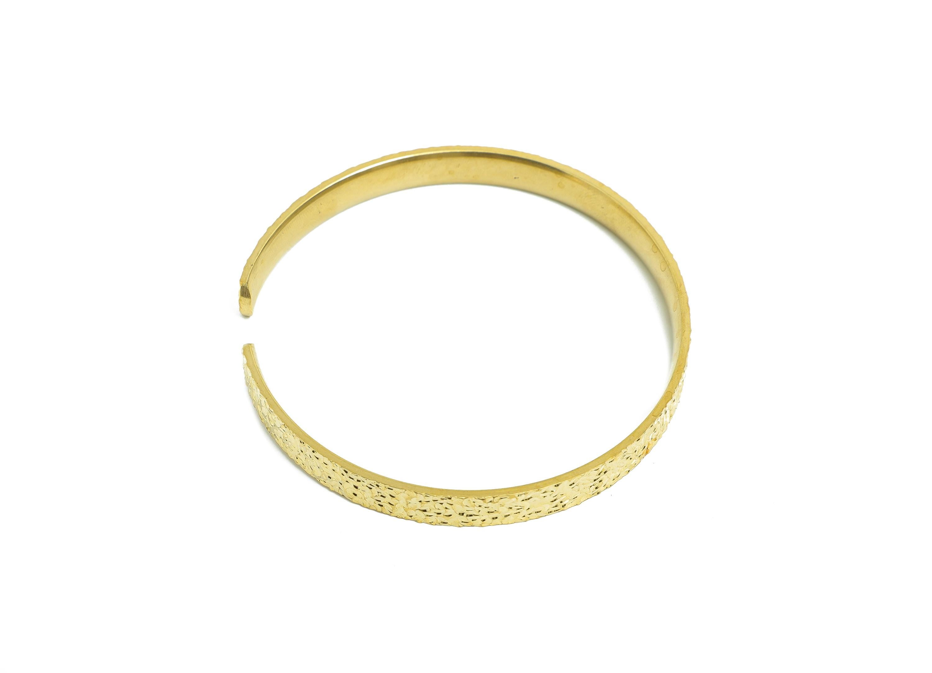 64mm Brass Open Hoop Bracelet - Raw Brass Textured Wide Bangle - Sparkling Adjustable Bracelet - Classic Jewelry - 64.37x63.87x7mm - PP11138 - DOMEDBAZAAR