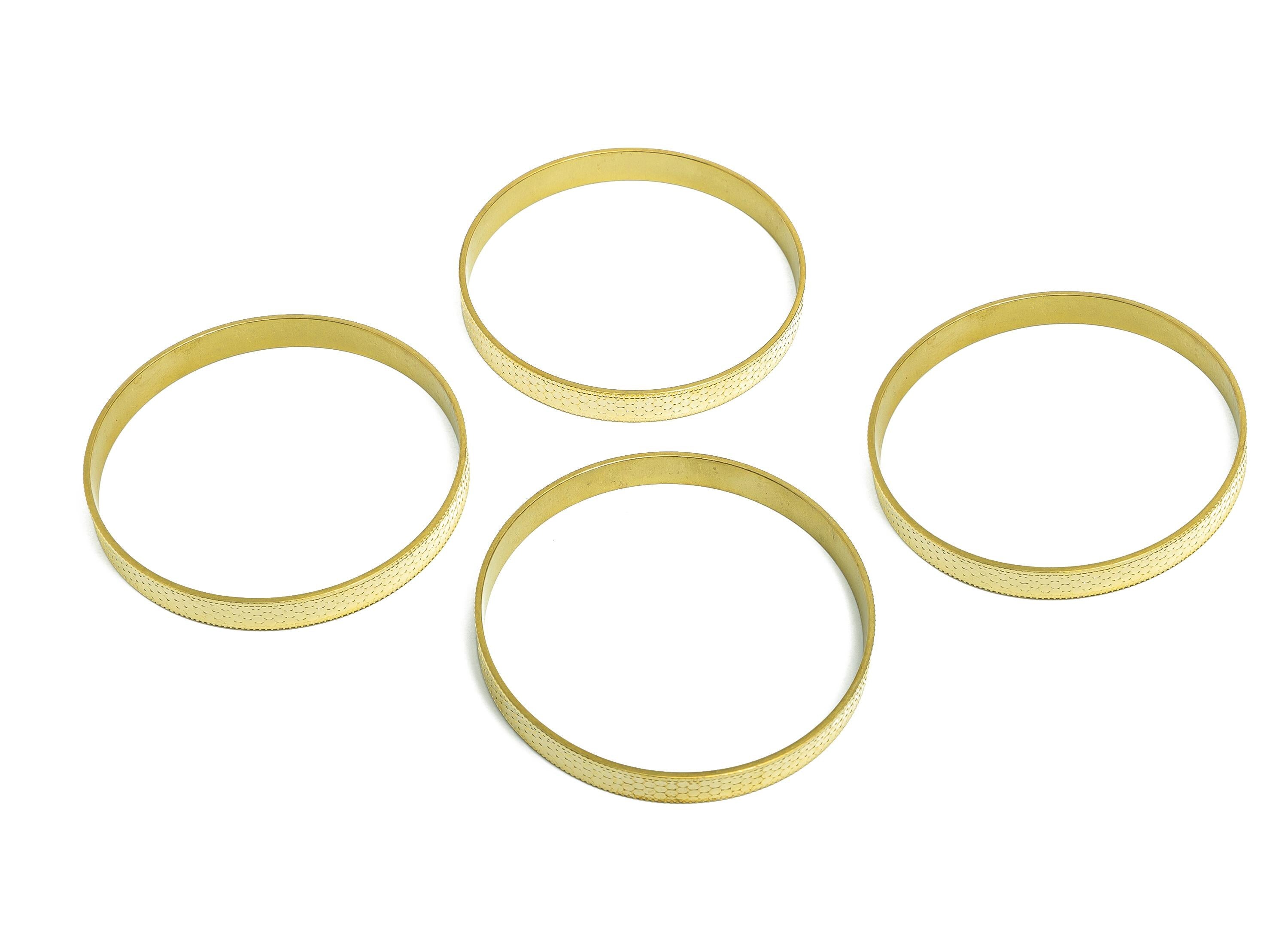 67mm Brass Hoop Bracelet - Raw Brass Textured Wide Bangle - Sparkling Bracelet - Everyday Wear Brass Jewelry - 67.33x67.32x8mm - PP11187 - DOMEDBAZAAR