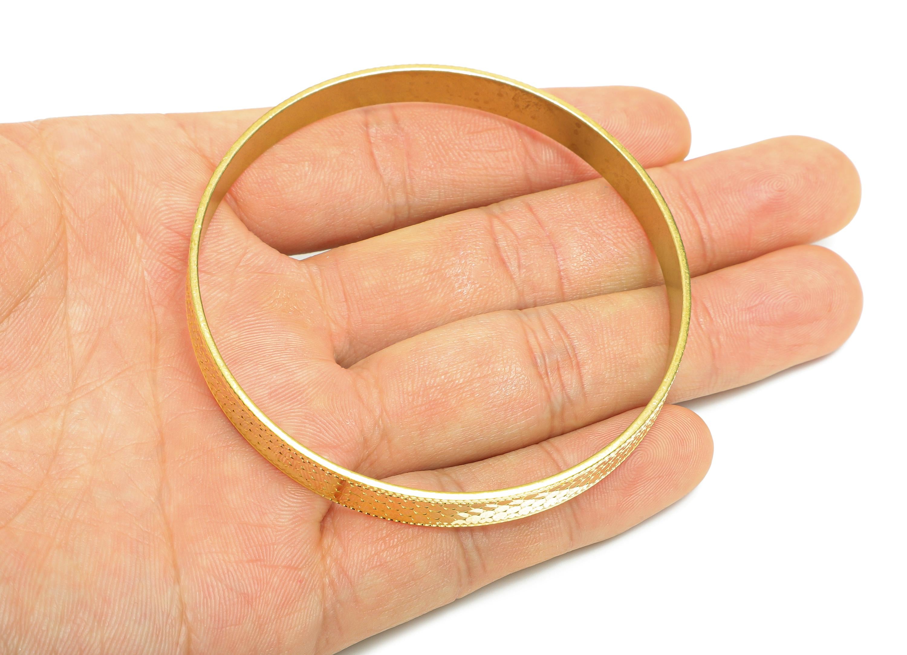 67mm Brass Hoop Bracelet - Raw Brass Textured Wide Bangle - Sparkling Bracelet - Everyday Wear Brass Jewelry - 67.33x67.32x8mm - PP11187 - DOMEDBAZAAR