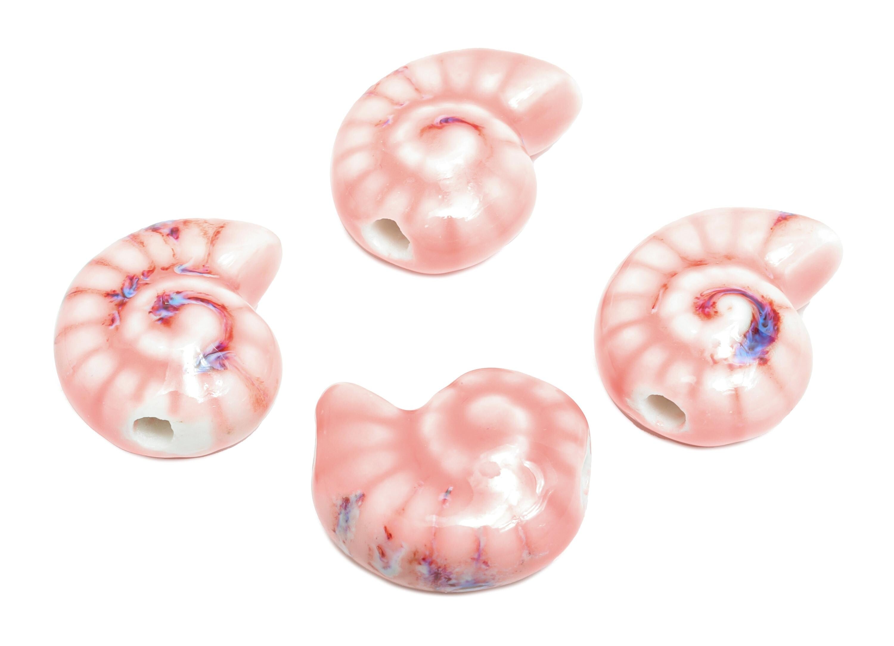 Glazed Ceramic Snails Beads - Ceramic Spiral Jewelry Component - Handmade Beads Connectors - Jewelry Making - 19.97x16.3x10.26mm - NS2852C