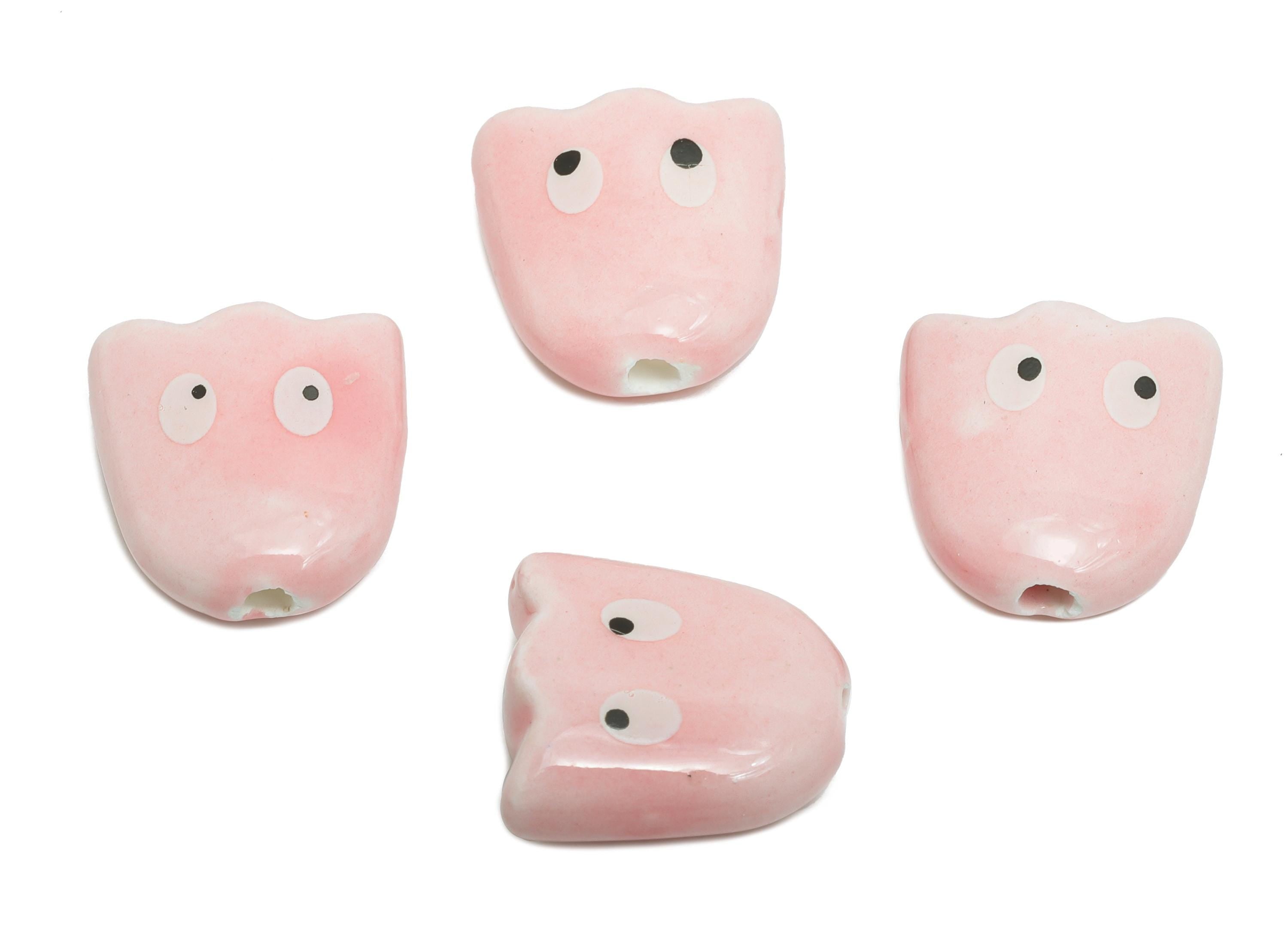 Cute Ghost Ceramic Beads - Colorful Handmade Ghost Bead - Fun Halloween Accessories - Quirky Bead Charms for DIY Jewelry - 15x15x7mm-NS2860E - DOMEDBAZAAR