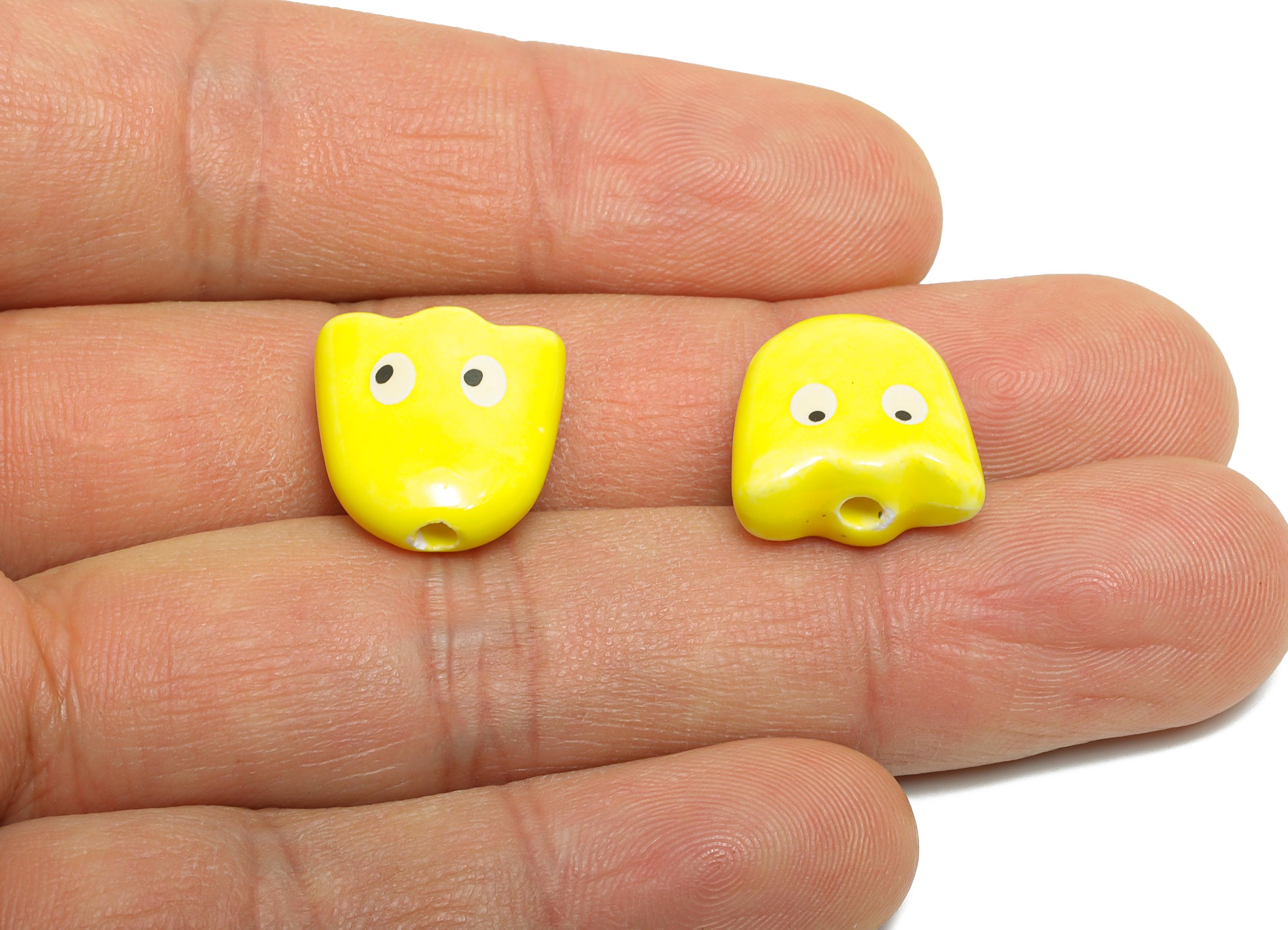 Cute Ghost Ceramic Beads - Colorful Handmade Ghost Bead - Fun Halloween Accessories - Quirky Bead Charms for DIY Jewelry - 15x15x7mm-NS2860F - DOMEDBAZAAR