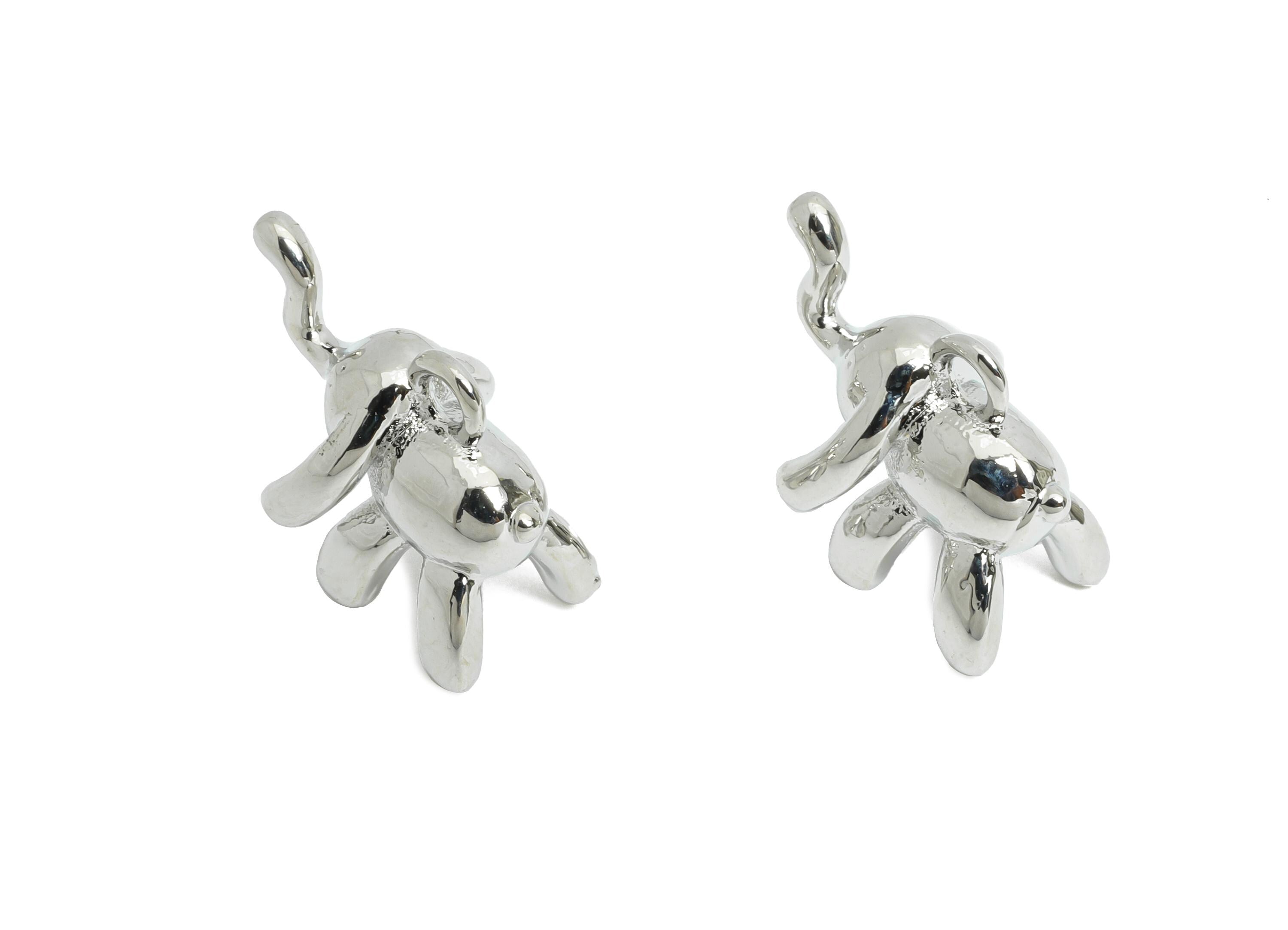 Brass Elephant Charm - Brass Cute Elephant Earring Charm - Figure Jewelry - Nature Pendant - 18K Real White Gold Plated -16x13x10mm-RGP9669S - DOMEDBAZAAR
