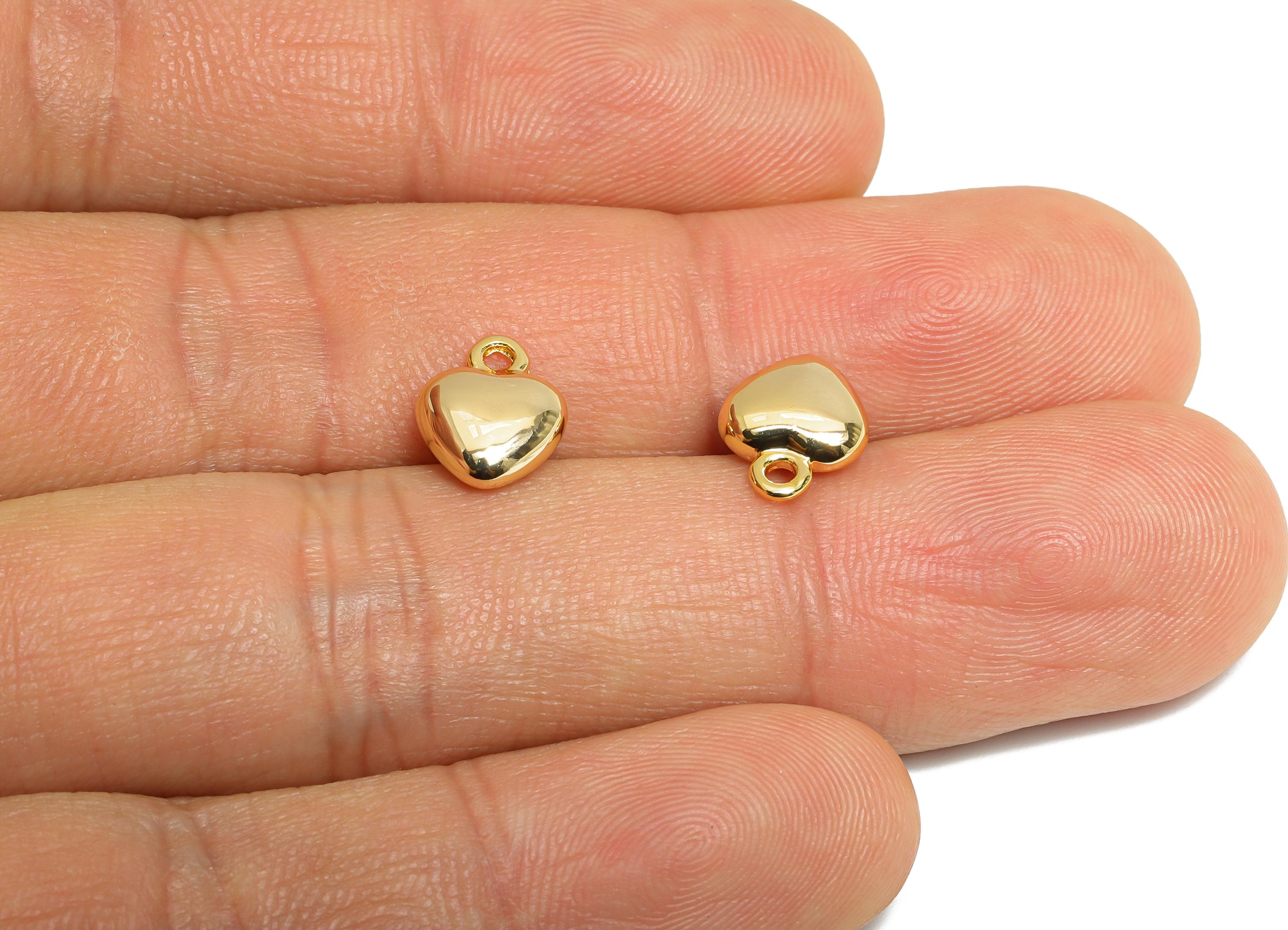 Brass Heart Charm - Brass Mini Shiny Heart Earring Charm - Symbol of Love Jewelry - Chic Love - 18K Real Gold Plating - 10x7.9x3mm - RGP9664 - DOMEDBAZAAR