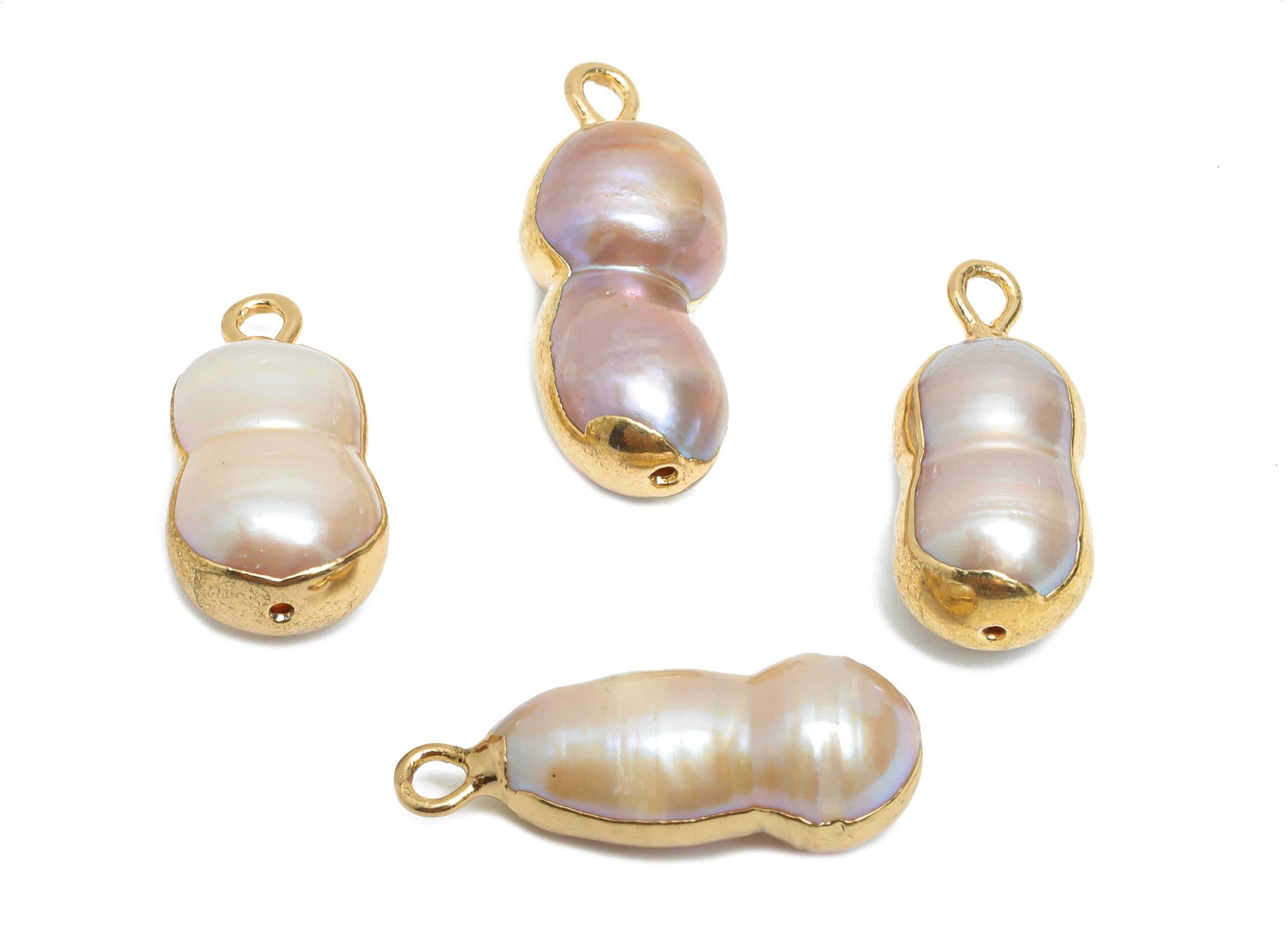 Baroque Pearl Charm - Natural Freshwater Pearl Pendant - Irregular Pearl Charm - Handmade Jewelry -KC Gold Plated -20.88x8.9x7.67mm -RGP9567 - DOMEDBAZAAR