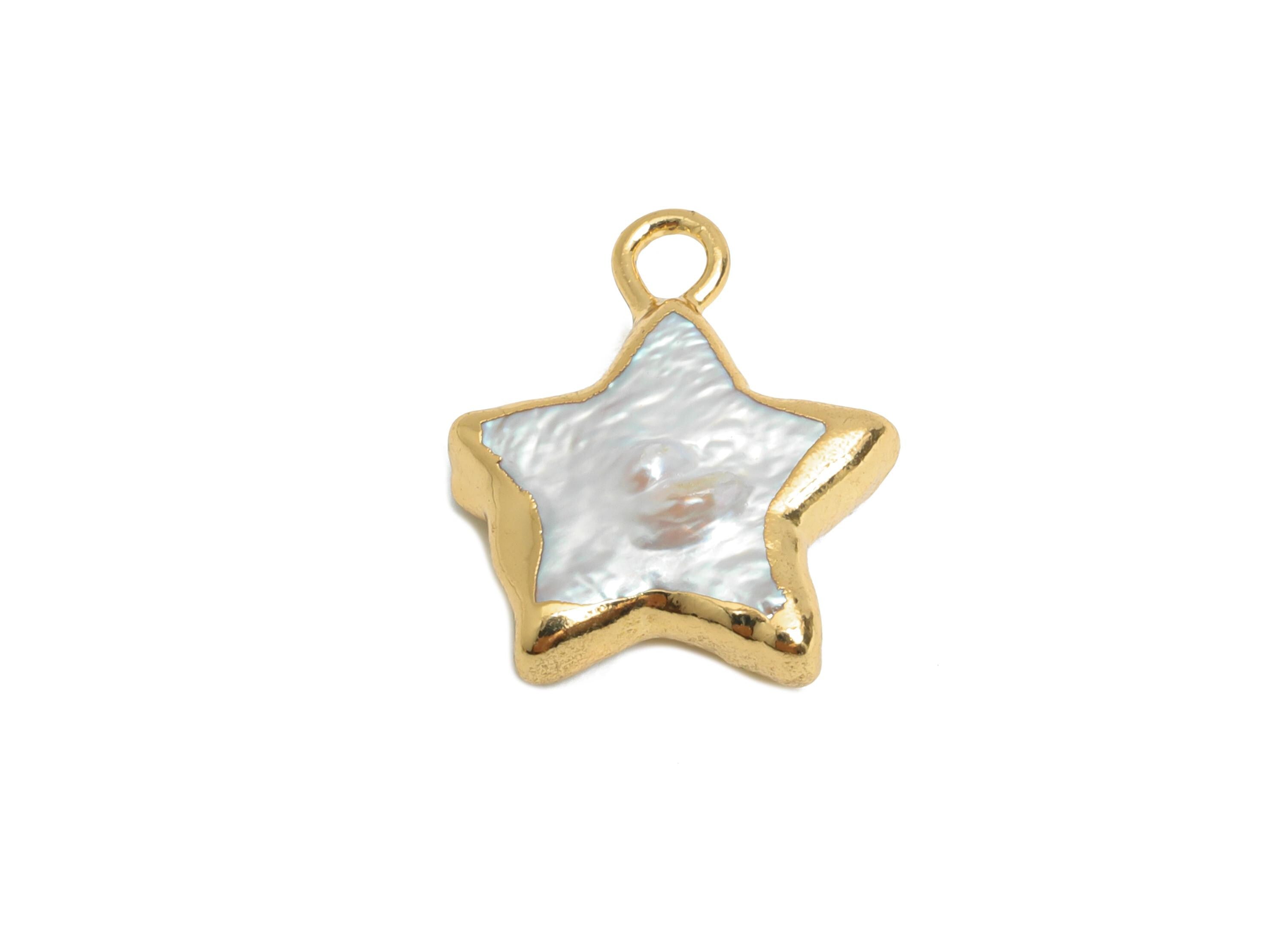 Star Baroque Pearl Charms - Natural Freshwater Pearl Pendant - Irregular Pearl Handmade Jewelry - KC Gold Plated - 14.5x12.6x4mm - RGP9574 - DOMEDBAZAAR