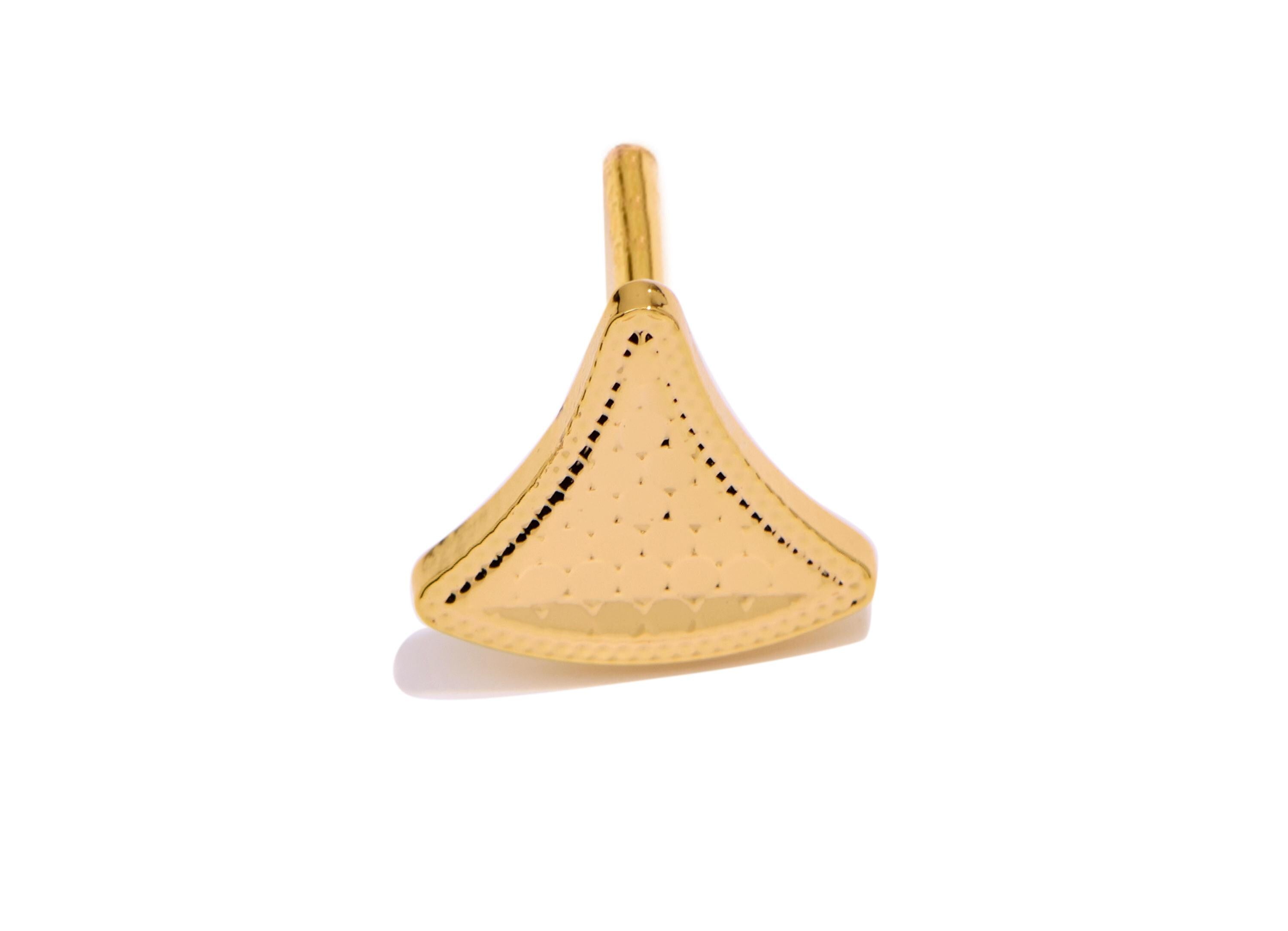 Brass Fan Earring Studs - Sparkling Gold Triangle Post for Woman - Minimalist Jewelry - 18K Real Gold Plated - 9.02x8.67x0.8mm - RGP10769 - DOMEDBAZAAR