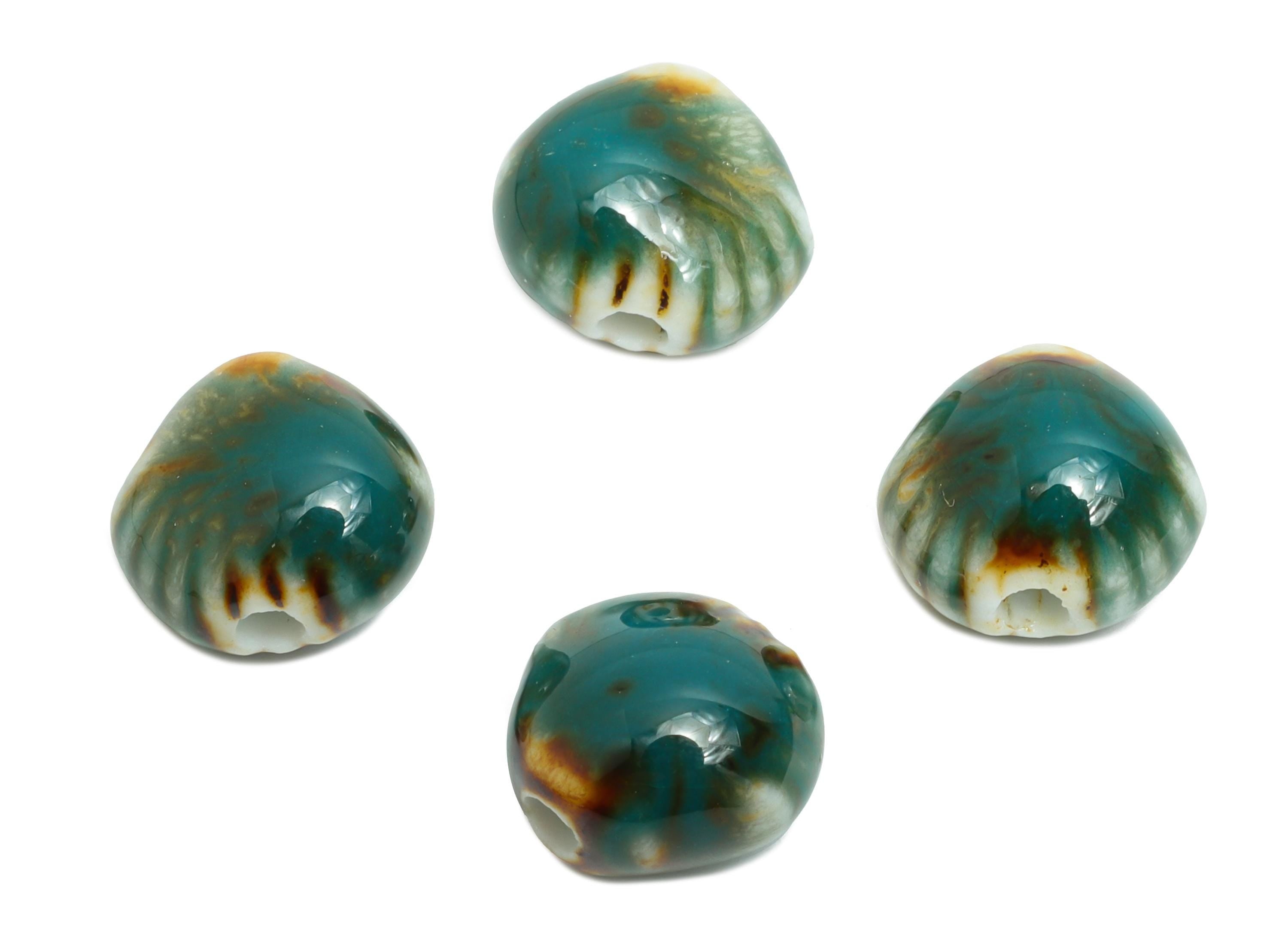 Ceramic Shell Beads - Craft Beads for Necklace or Bracelet - Mini Shell Beads - Boho Beach Bead Making Supplies - 10x11.6x8.05mm - NS2856A - DOMEDBAZAAR