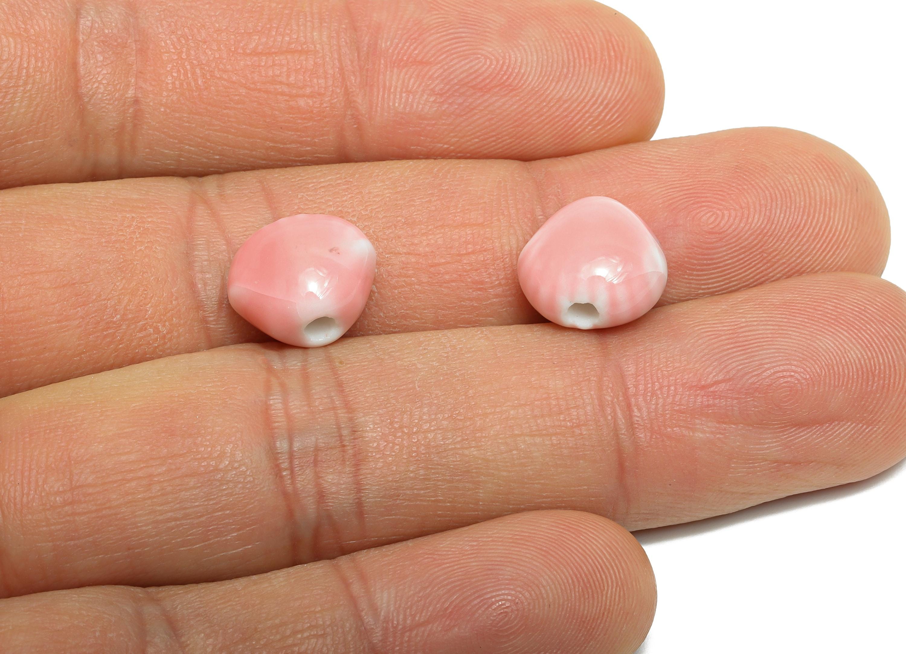 Ceramic Shell Beads - Craft Beads for Necklace or Bracelet - Mini Shell Beads - Boho Beach Bead Making Supplies - 10x11.6x8.05mm - NS2856C - DOMEDBAZAAR