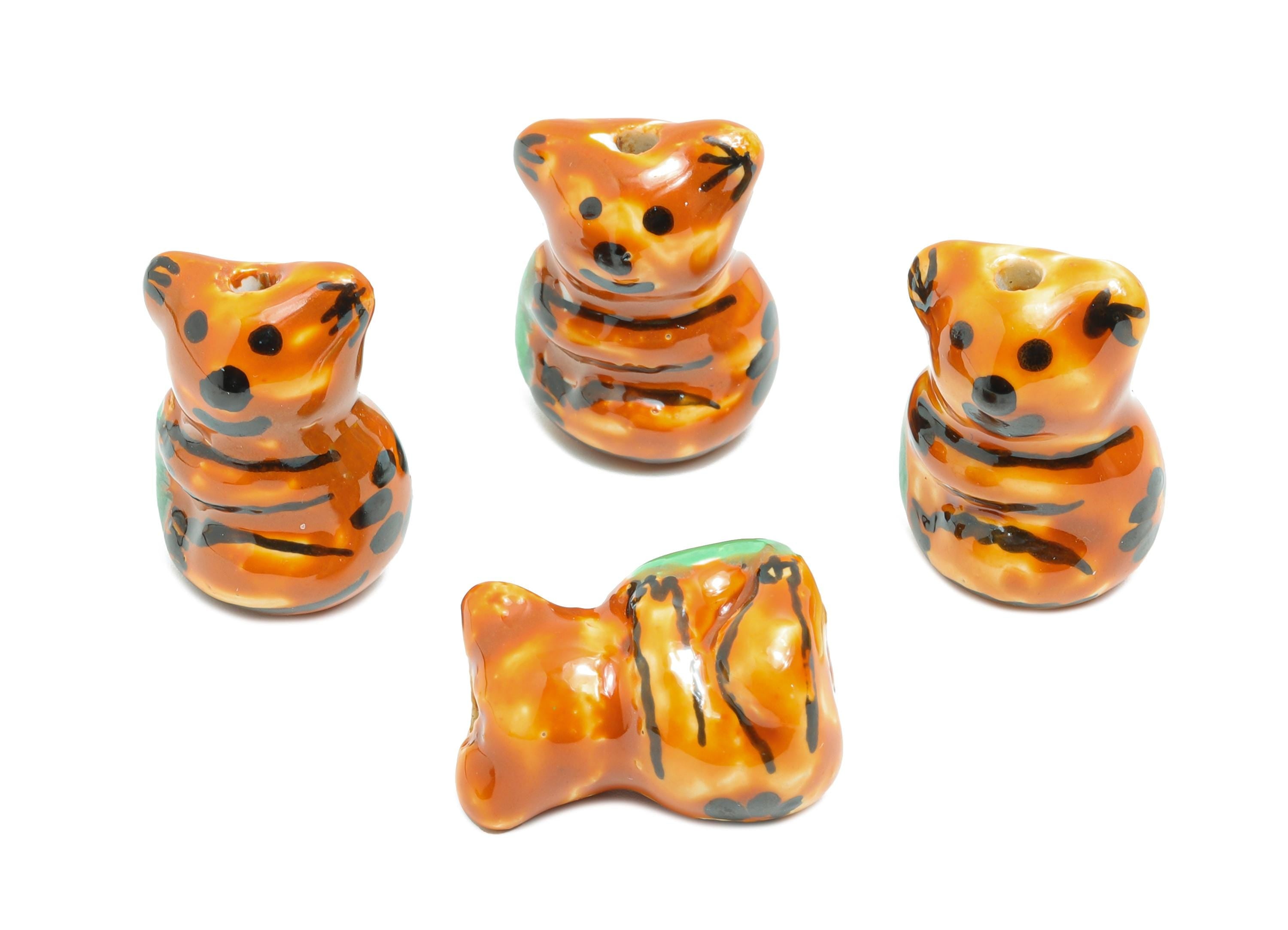 Glazed Ceramic Bee Beads - Craft Beads for Necklace or Bracelet - Animal Figure Beads - Handmade  Making Supplies - 21x15x13.94mm - NS2826 - DOMEDBAZAAR