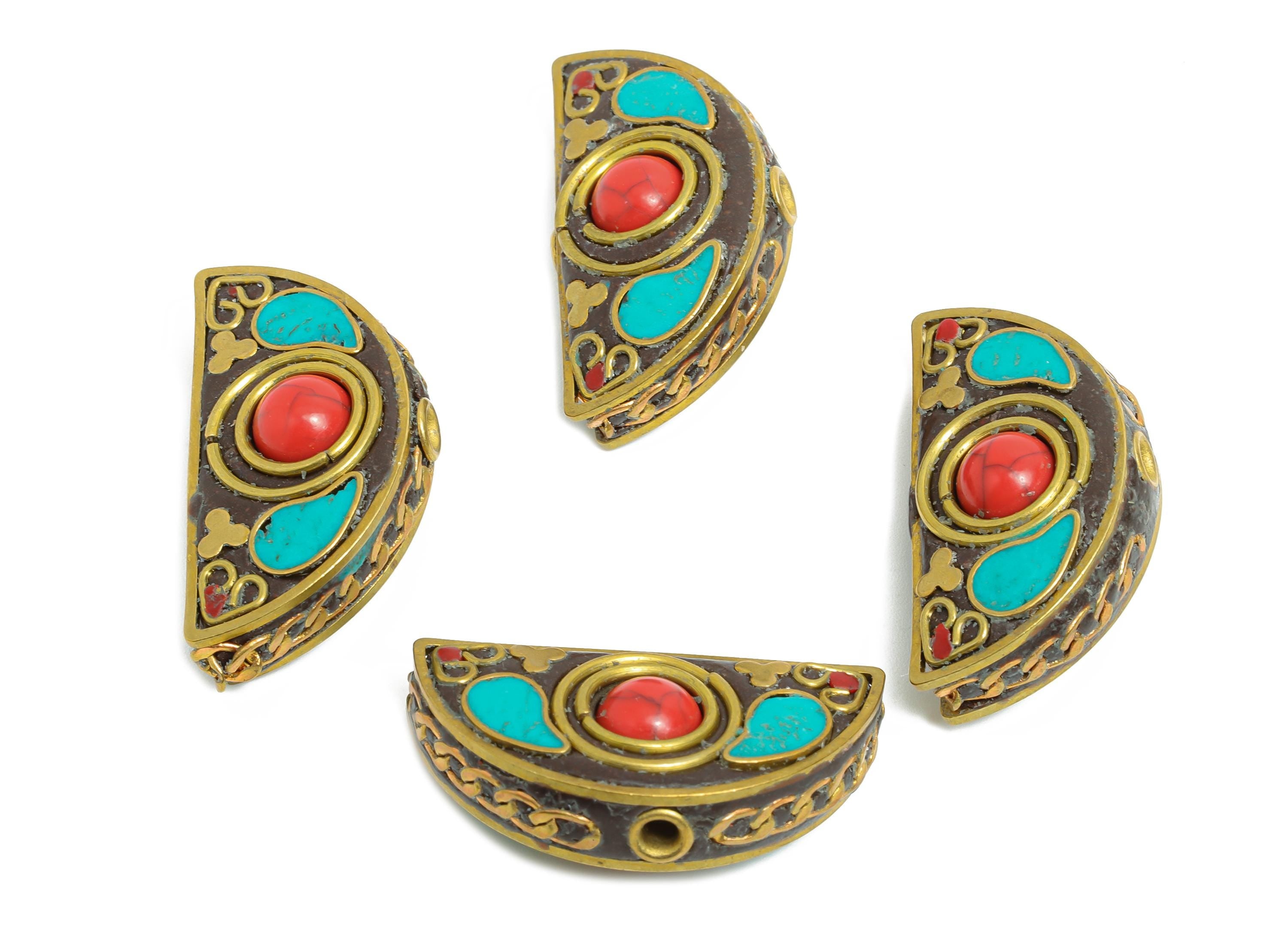 Half Moon Brass Bead - Brass Vintage Bohemian Drop Jewelry Artistry - Dainty DIY Handmade Bracelet Bead - DIY Jewelry - 16x30x10mm - RGP9856 - DOMEDBAZAAR