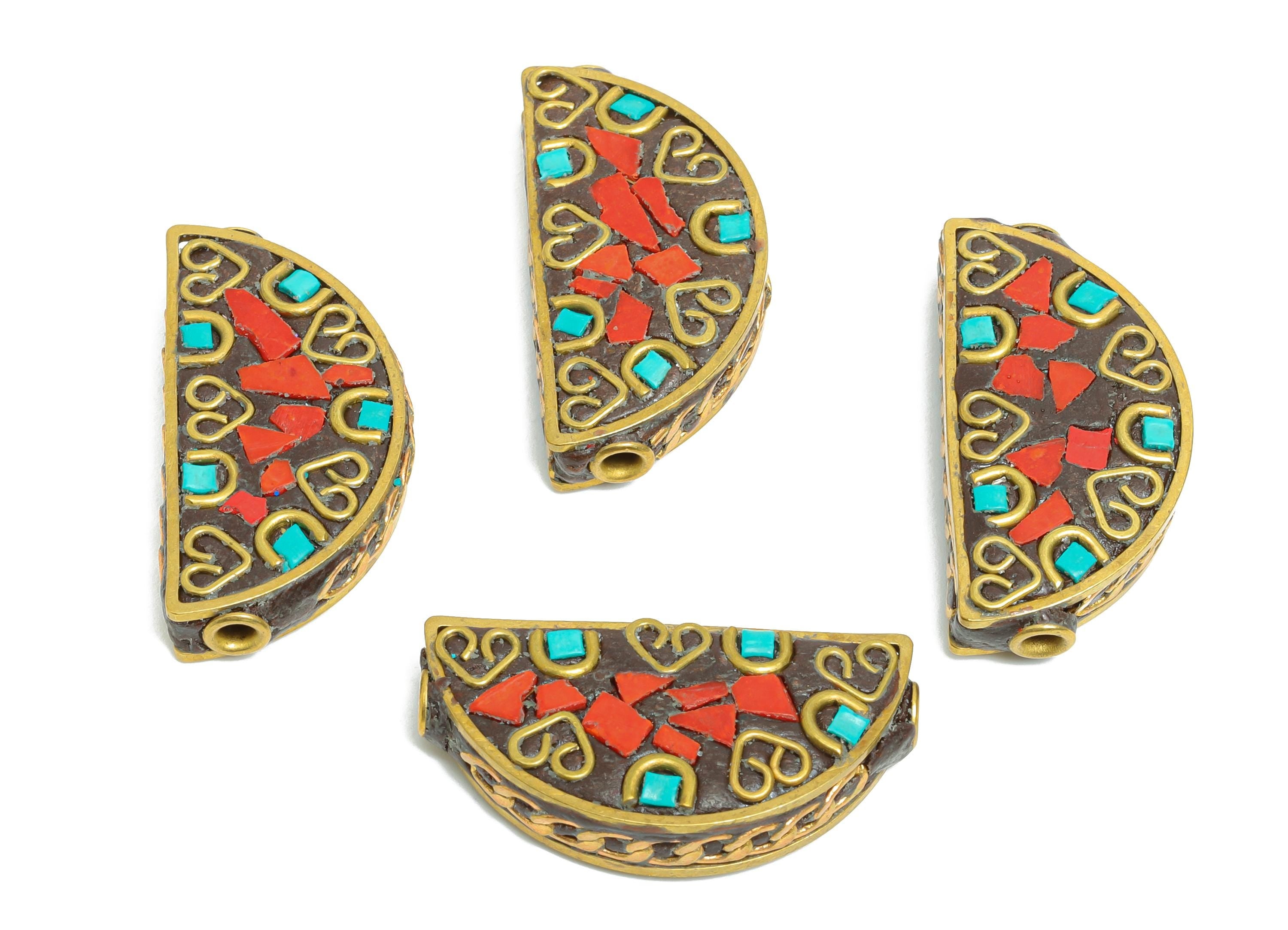 Half Moon Brass Bead - Brass Vintage Bohemian Drop Jewelry Artistry - Dainty DIY Handmade Bracelet Bead - DIY Jewelry - 30x15x10mm - RGP9857 - DOMEDBAZAAR