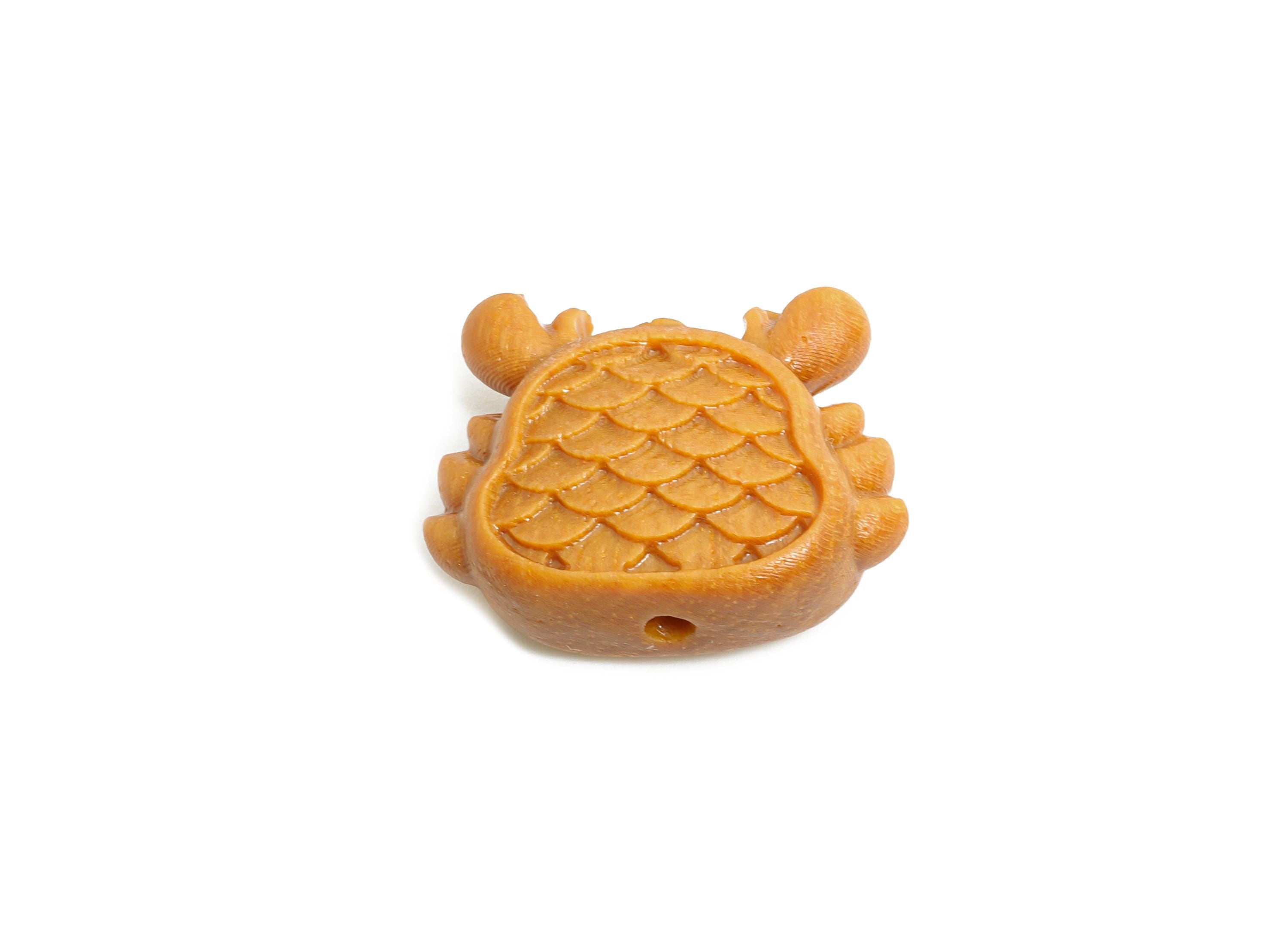 Sandal Wood Crab Beads - Handcrafted Textured Crab Beads - DIY Jewelry Wood Supplies For Bracelet - Artisan Wood Bead - 16.7x21x8mm - BB1328 - DOMEDBAZAAR