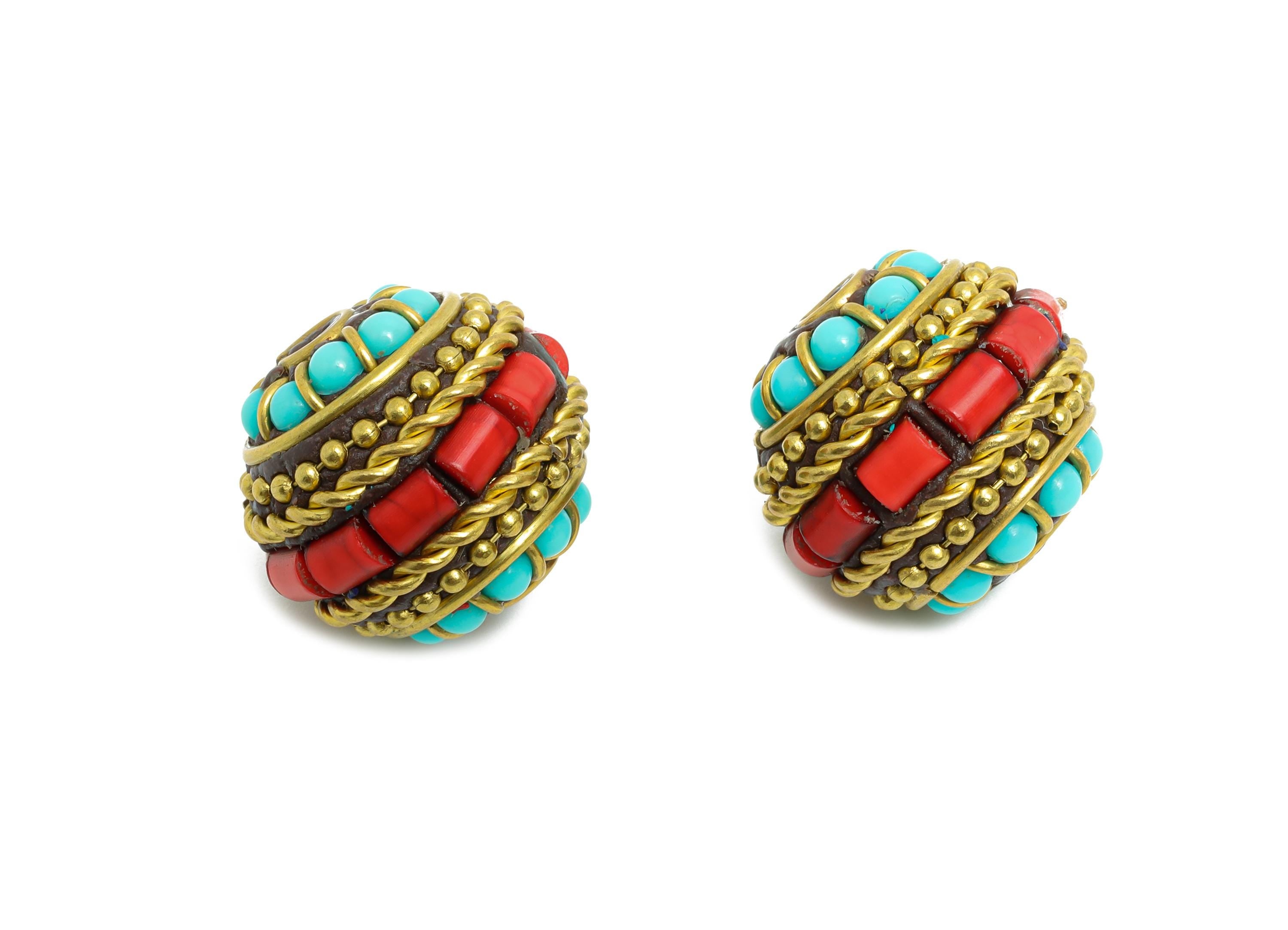Brass Colorful Bohemian Beads - Nepalese/Tibetan Round Bead - Ball Handmade Bead Jewelry - Bracelet Bead - 17x19x20mm - RGP9870 - DOMEDBAZAAR