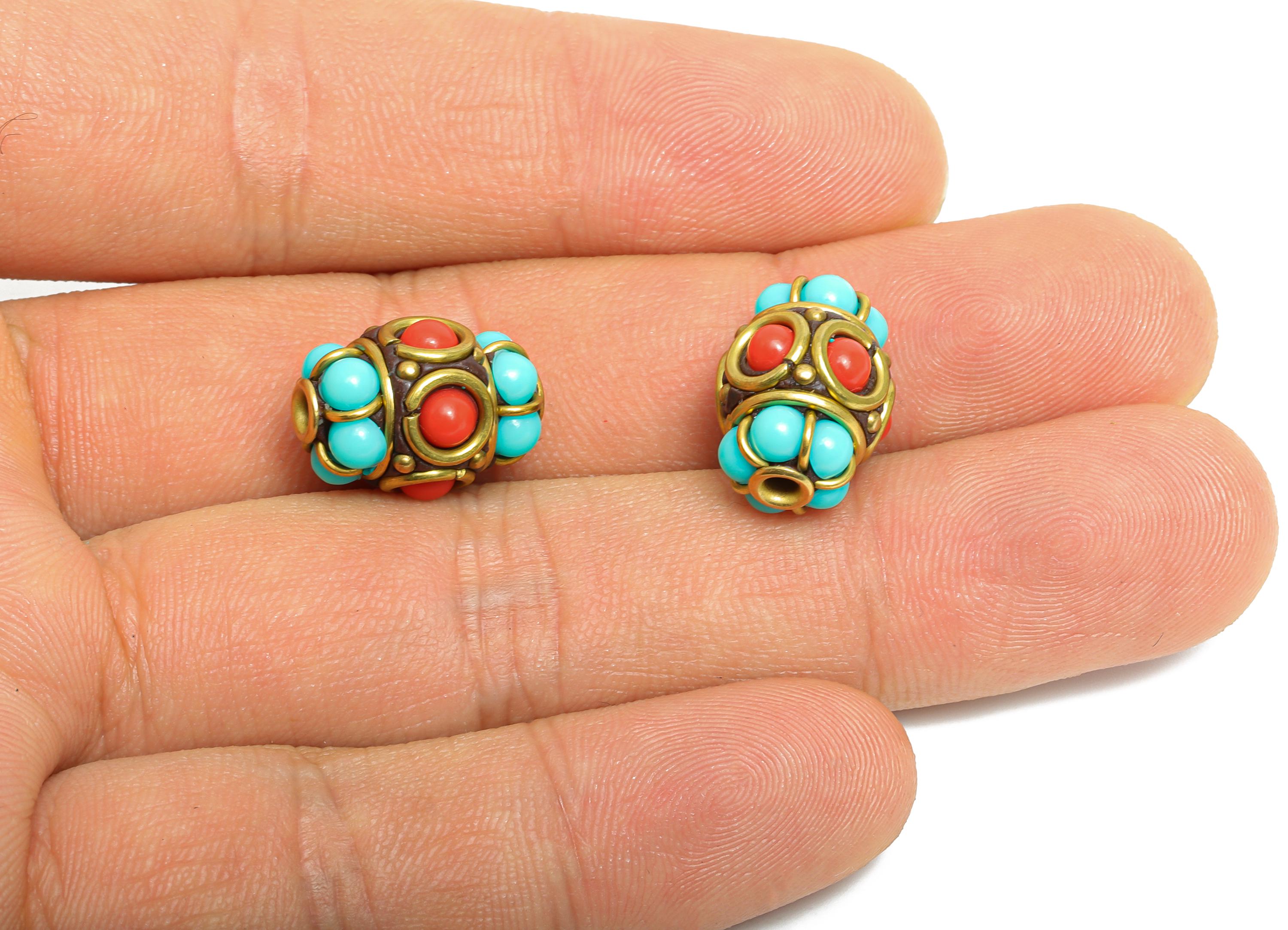 Bohemian Exotic Craft Beads - Nepalese/Tibetan Space Craft Bead - Traditional Craft Beads - Bracelet Bead - 15x12.53x12mm - RGP9883 - DOMEDBAZAAR