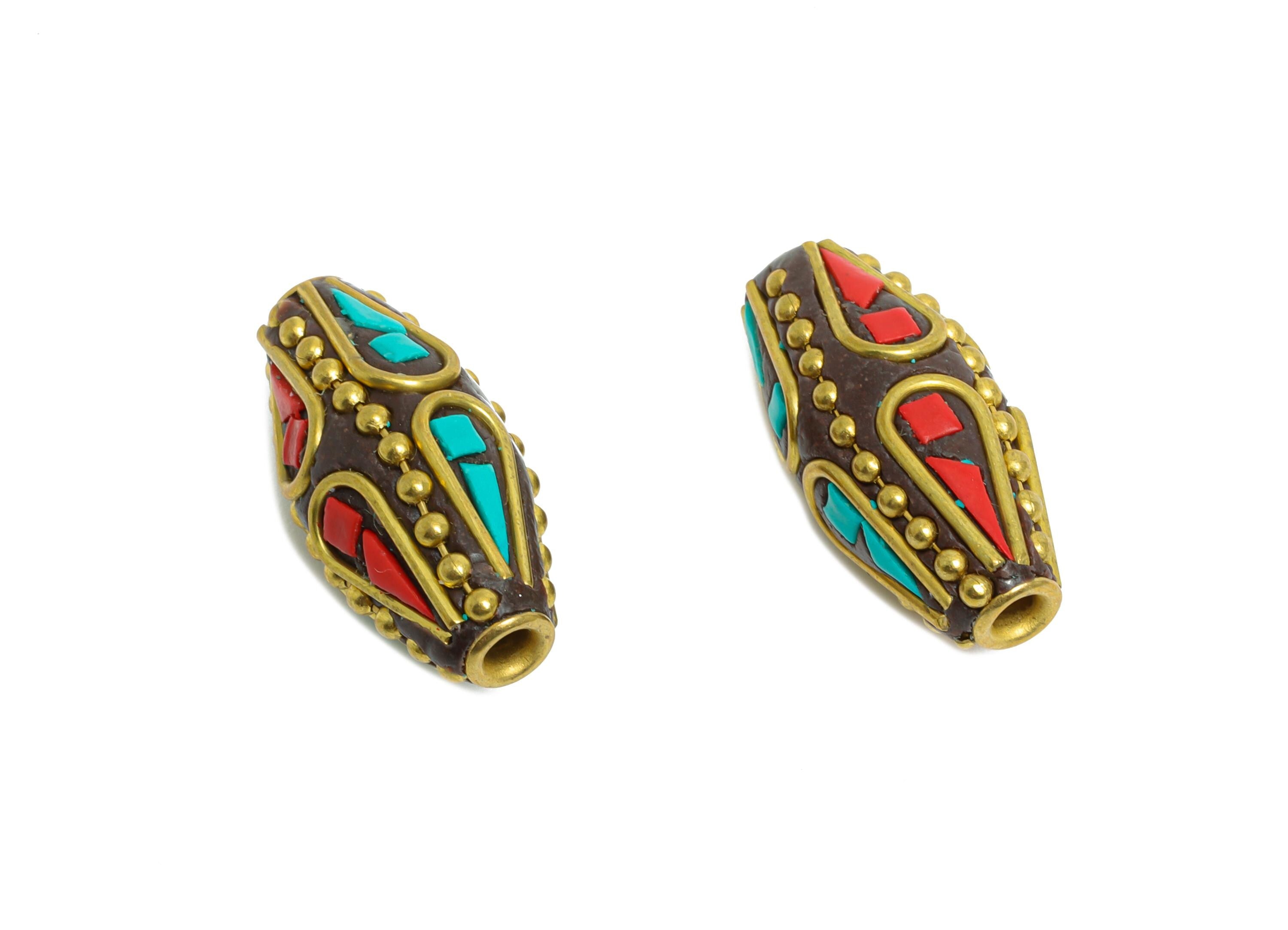 Exotic Bohemian Craft Beads - Cultural Craft Space Craft Bead - Bracelet Bead - Vintage Artisan Handcrafted - 21.64x9.67x9.56mm - RGP9865 - DOMEDBAZAAR