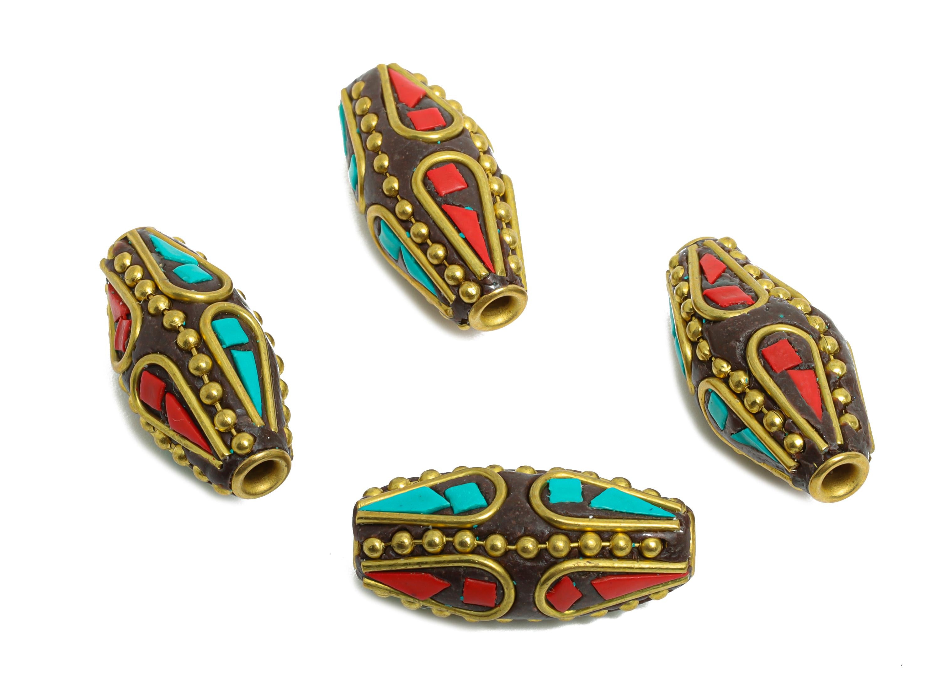 Exotic Bohemian Craft Beads - Cultural Craft Space Craft Bead - Bracelet Bead - Vintage Artisan Handcrafted - 21.64x9.67x9.56mm - RGP9865 - DOMEDBAZAAR