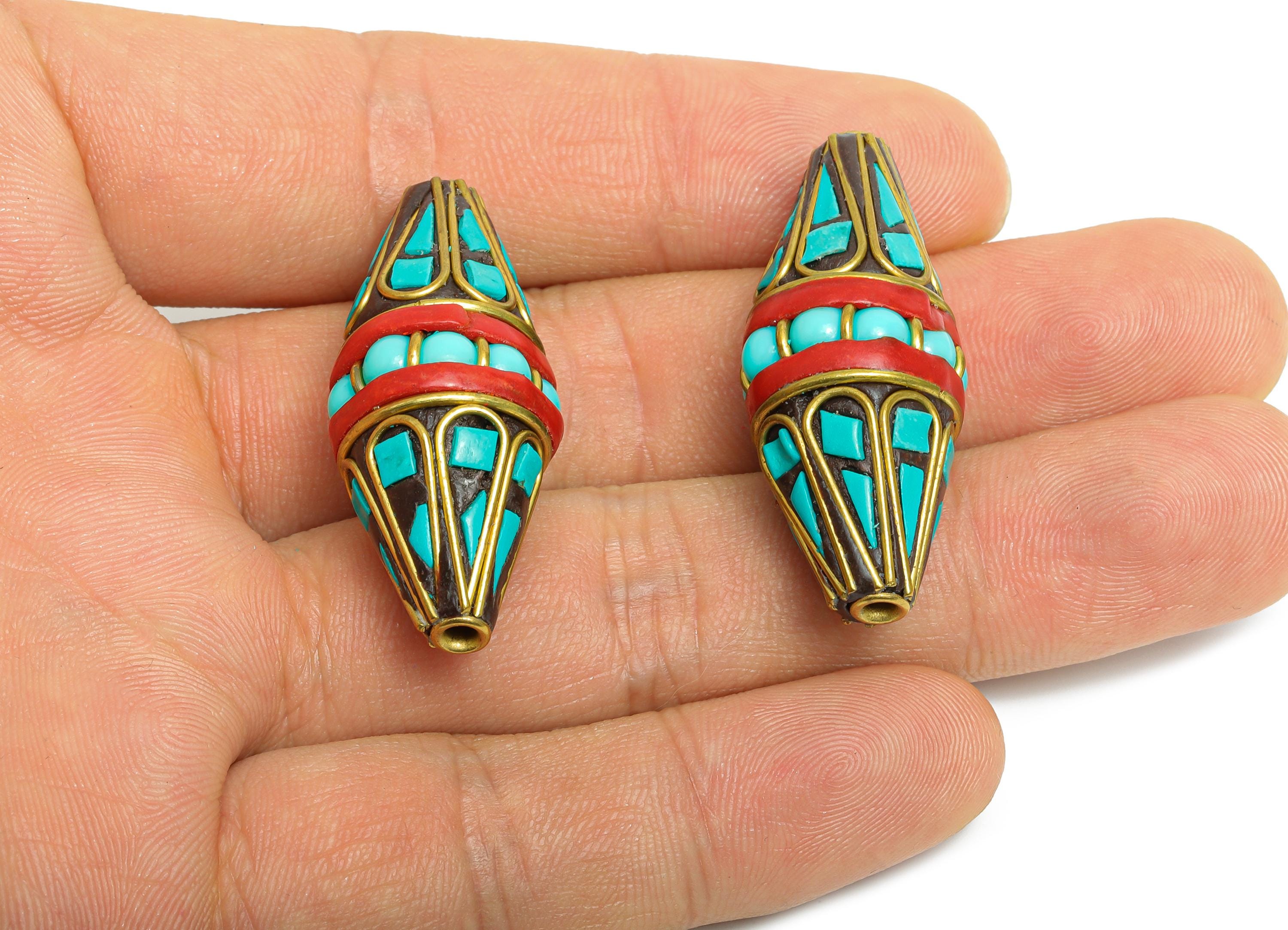 Exotic Craft Bead - Nepalese/Tibetan Space Craft Bead - Traditional Handmade Beads - Vintage Bohemian - Bracelet Bead - 38x16x16mm - RGP9866 - DOMEDBAZAAR