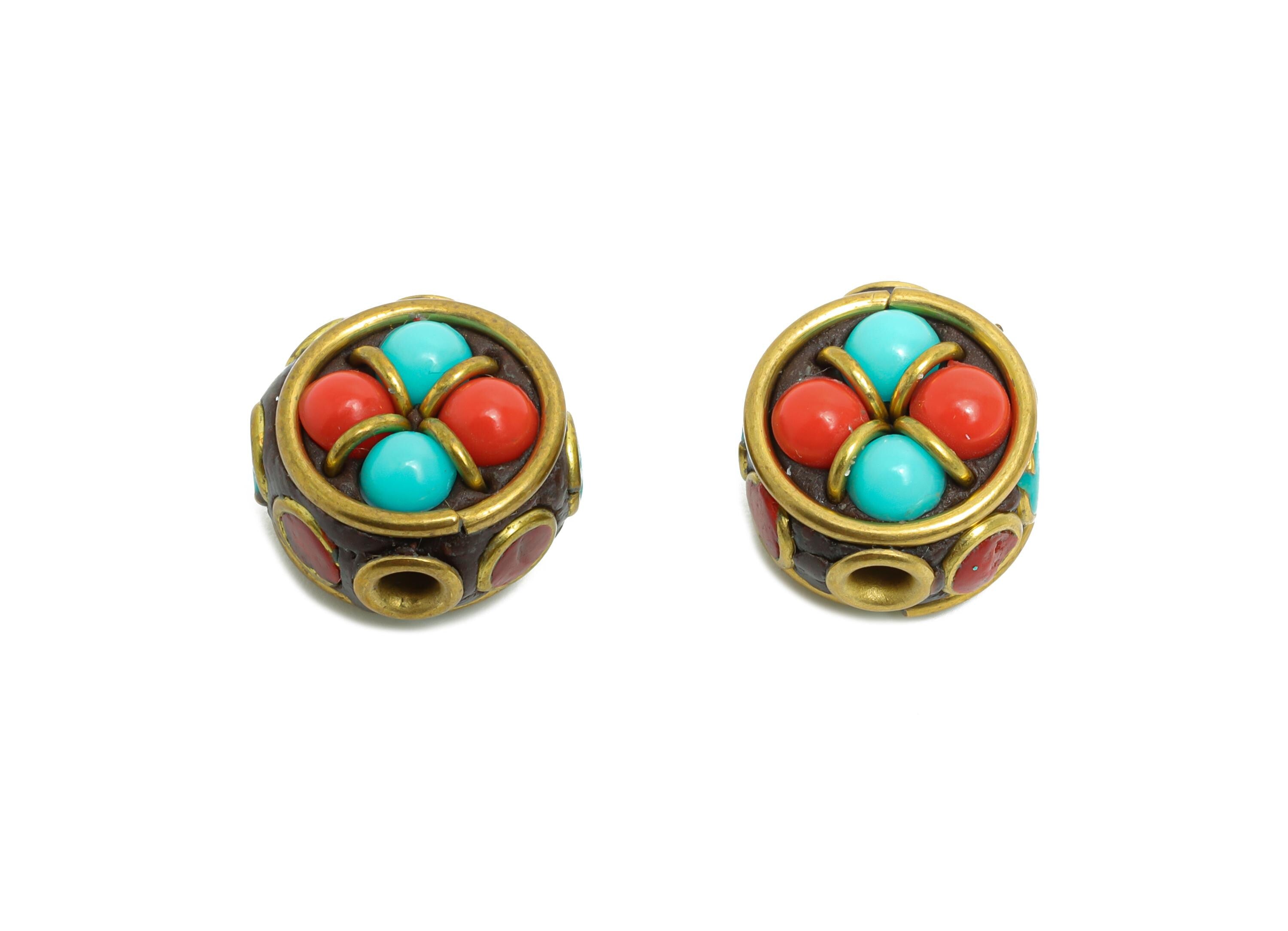 Bohemian Craft Bead - Nepalese/Tibetan Space Craft Bead - Brass Bracelet Bead - Vintage Artisan For Bracelet - 13x13x8mm - RGP9876 - DOMEDBAZAAR