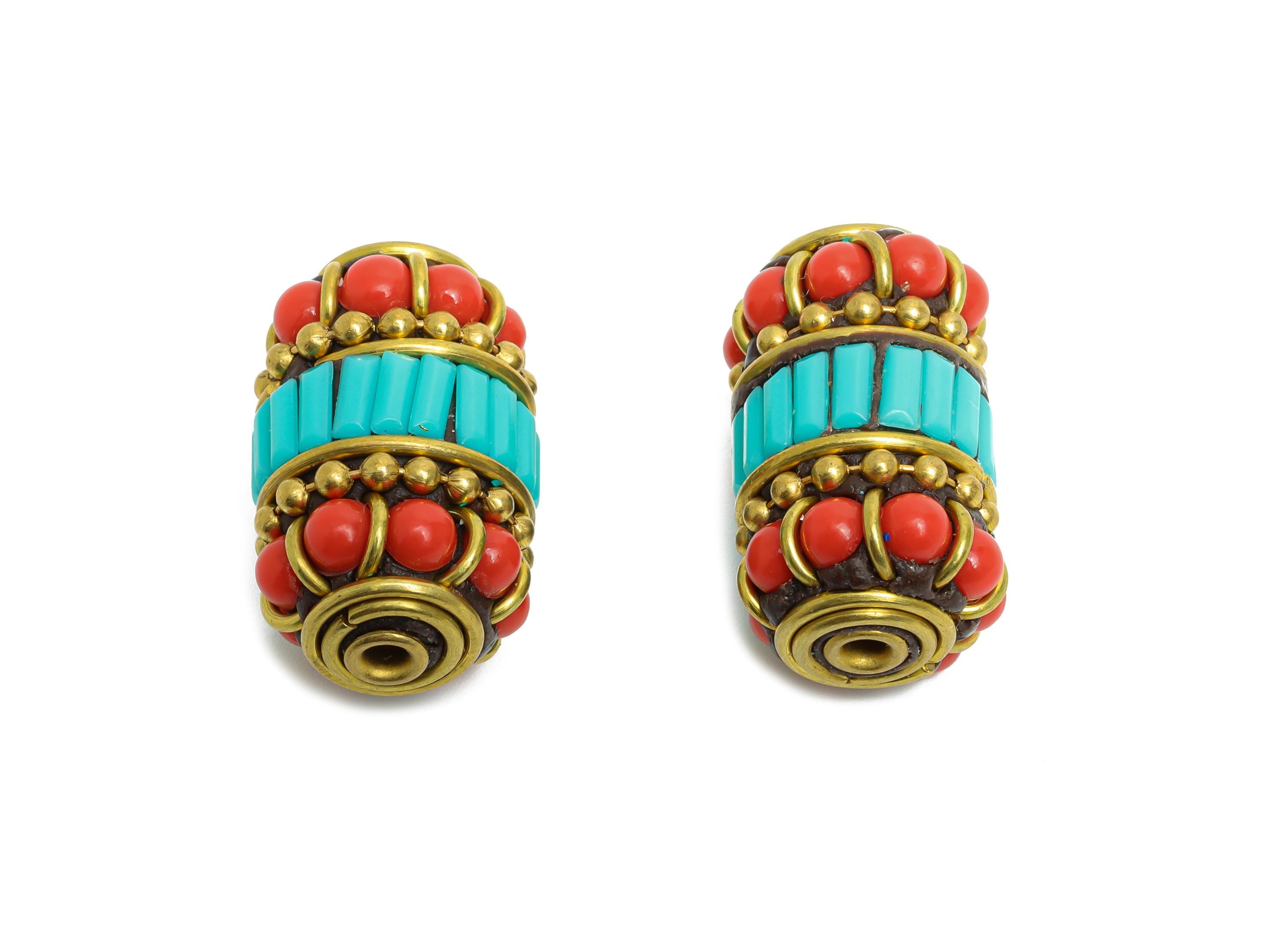 Bohemian Craft Bead - Nepalese/Tibetan Space Handmade Bead - Ancient Art Brass - Vintage Artisan -Bracelet Bead - 23.4x13x13mm - RGP9881 - DOMEDBAZAAR