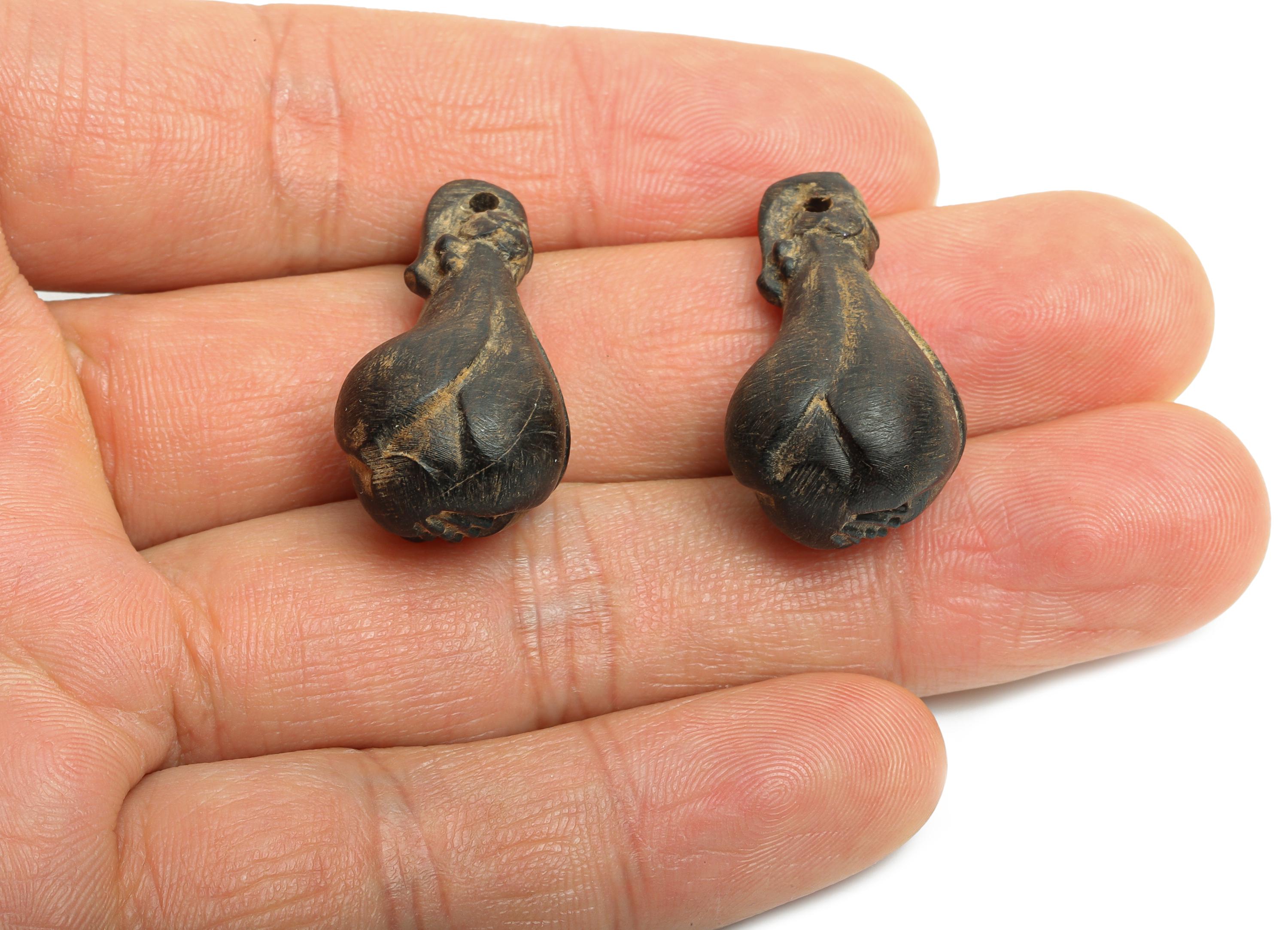 Black Wood Bud Charm - Wooden For Necklaces & Bracelet - Artisan Vintage Wood Pendant - Handmade Wooden for Crafting - 28x15x15mm - BB1318 - DOMEDBAZAAR