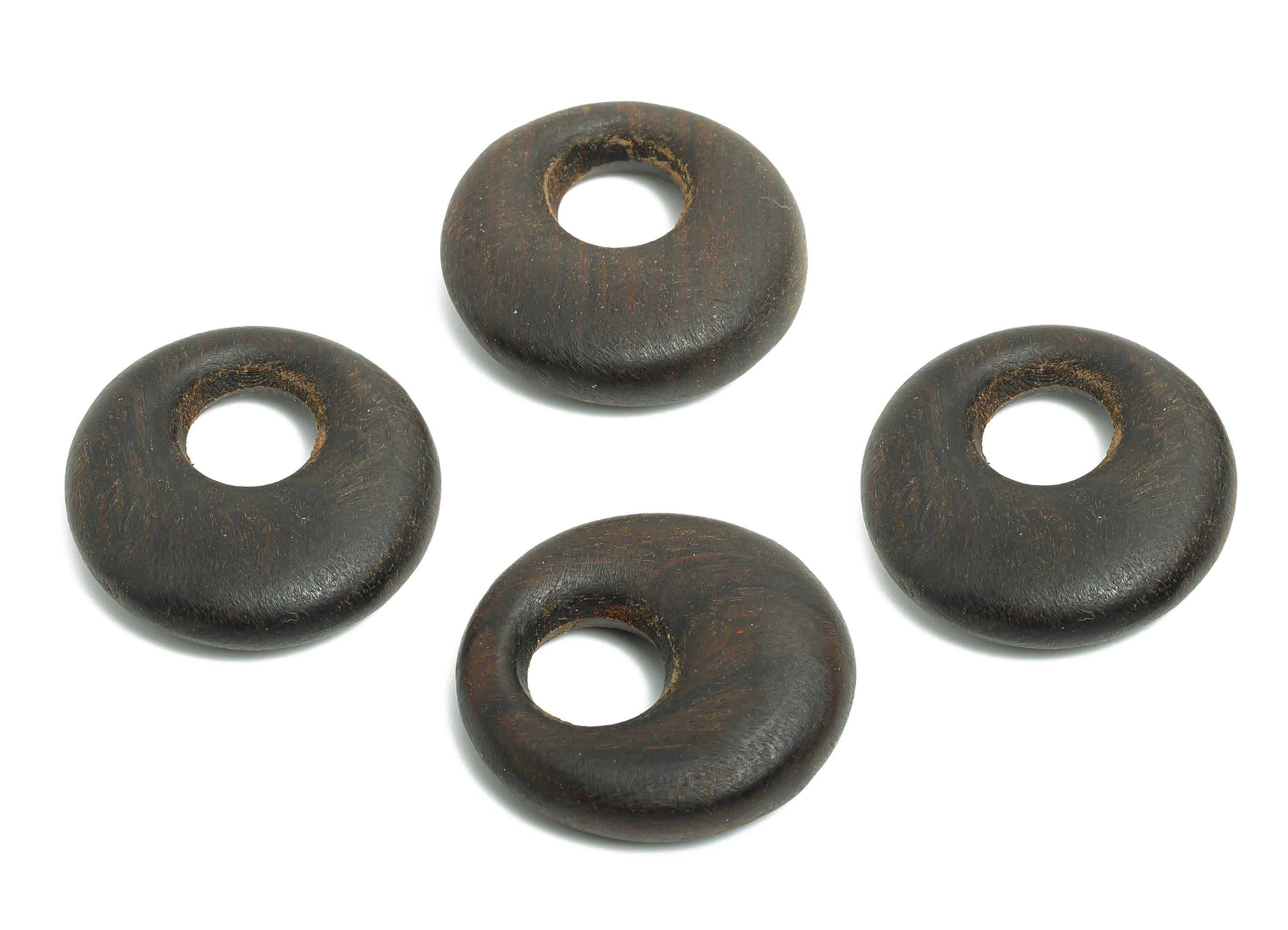 Black Wooden Donut Charm - Handcrafted Wood Geometry Charm - Minimalist Wooden Hoop Charm - Handmade Wooden for Crafting - 30x28x8mm -BB1315 - DOMEDBAZAAR