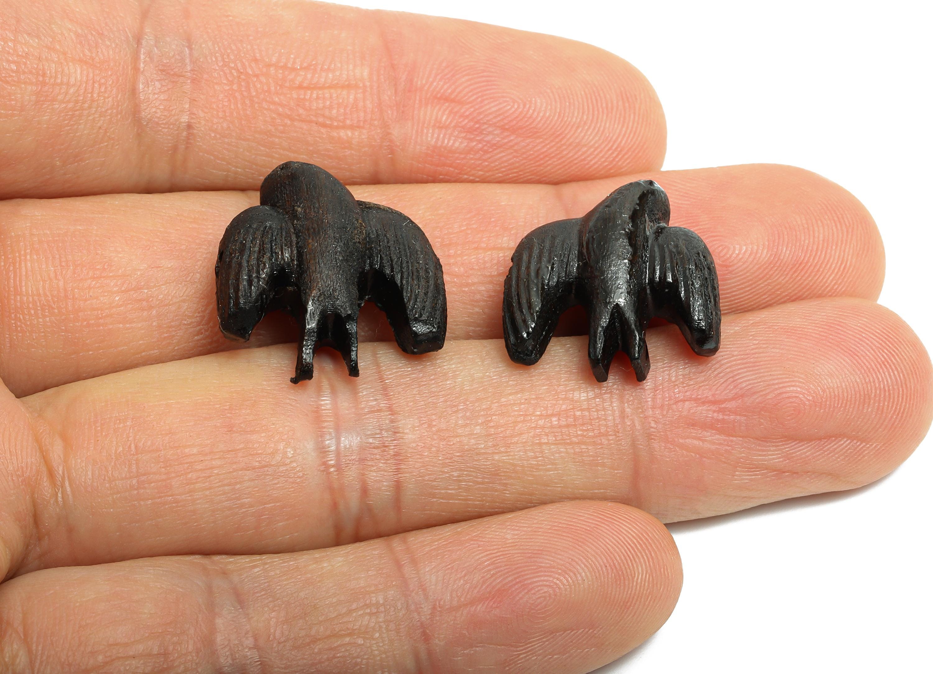 Black Wood Pigeon Beads - Handcrafted Swallow Beads - DIY Jewelry Natural Wood Supplies For Bracelet - Artisan Wood Bead - 19x18x8mm -BB1324 - DOMEDBAZAAR