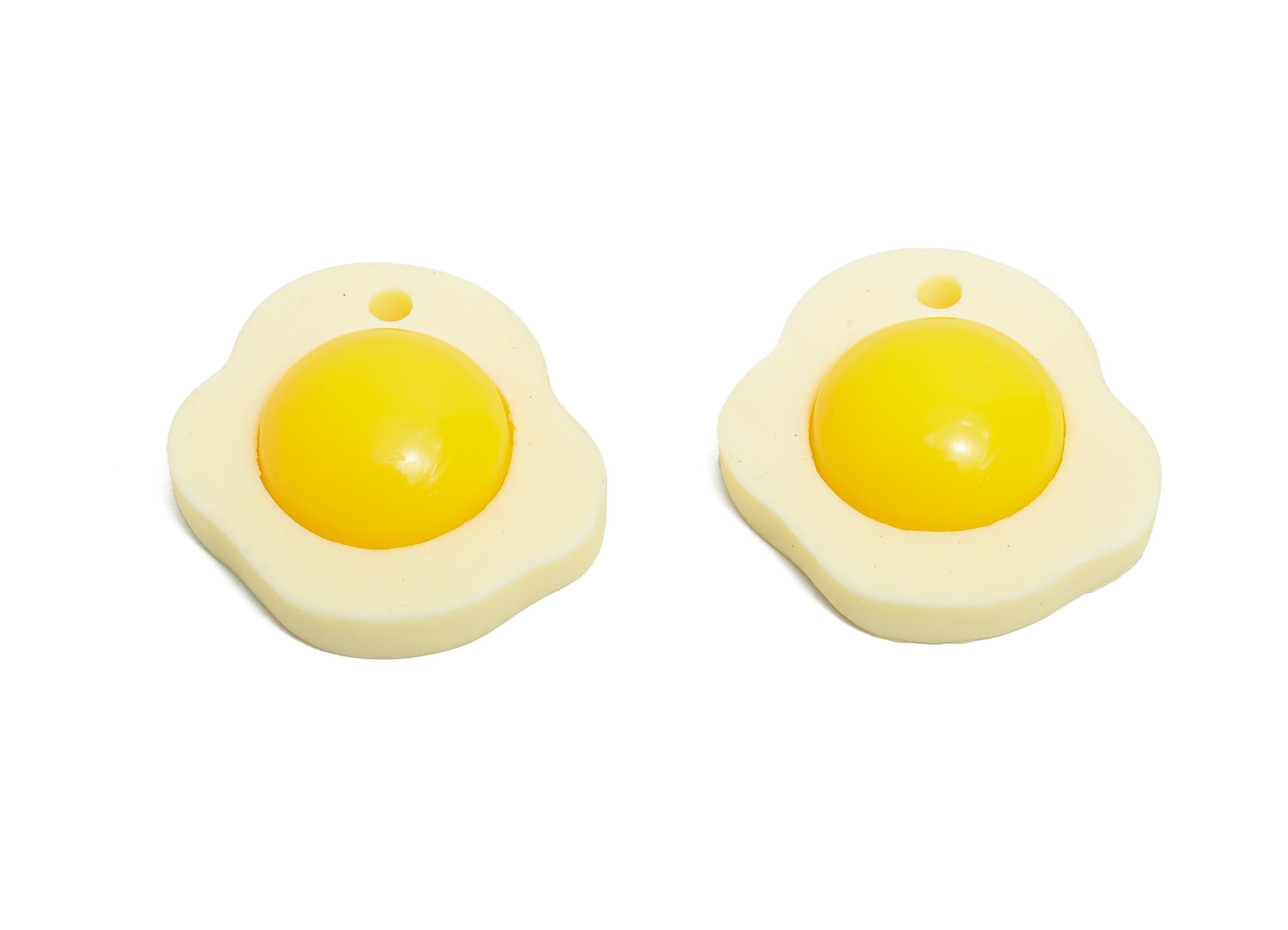 Acrylic Egg Earring Charm - DIY Cute Egg For Handmade - Artisan Playful Fried Egg Ornament - Handmade Pendant Crafting - 31x27x10mm - BB1338 - DOMEDBAZAAR