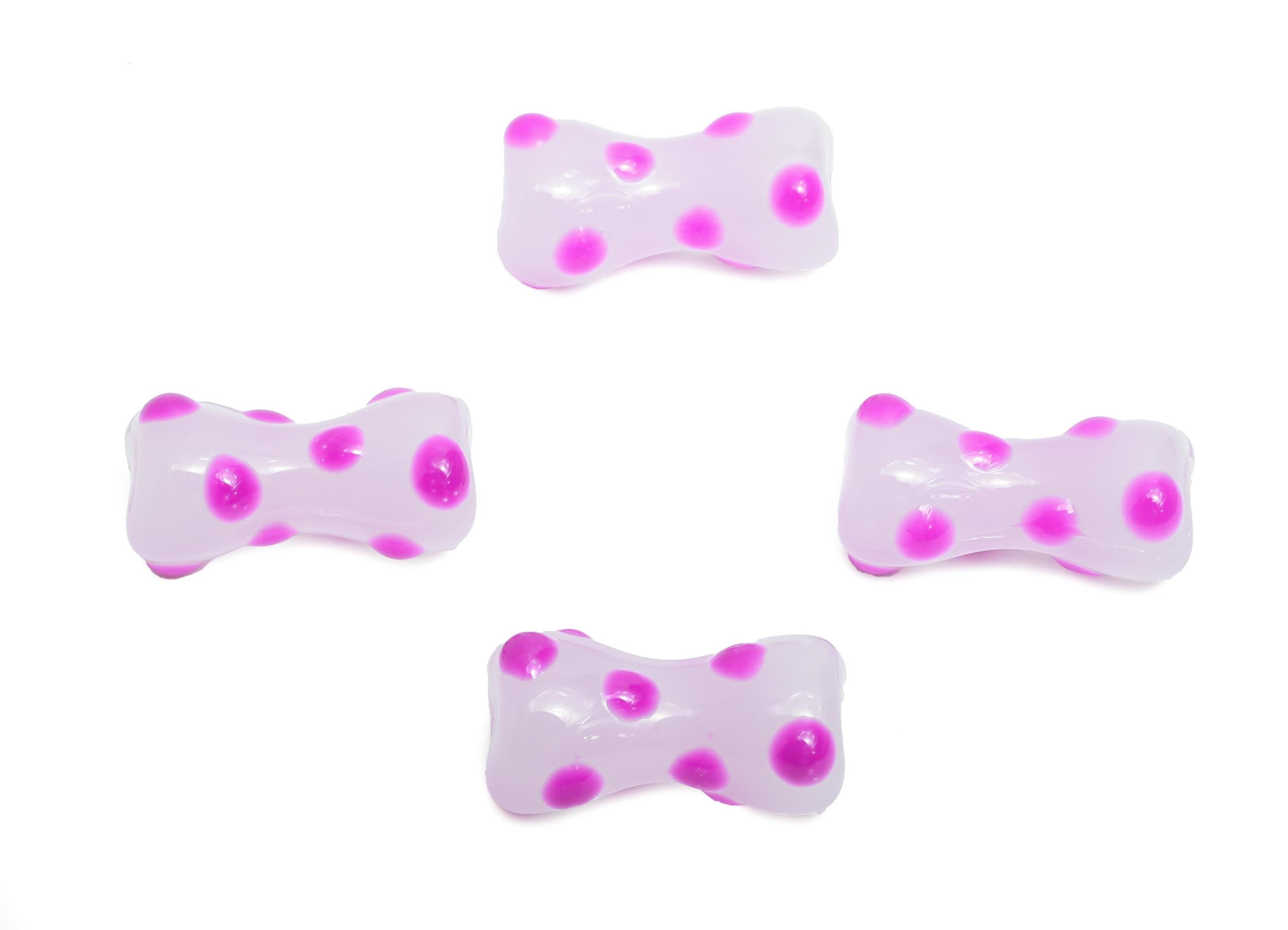 Handmade Glass Bone Bead - Enamel Purple Dot Bracelet Bead - Unique Glass Bead for Necklace - Jewelry Making - 17.69x9.15x8.52mm - GS1341A - DOMEDBAZAAR