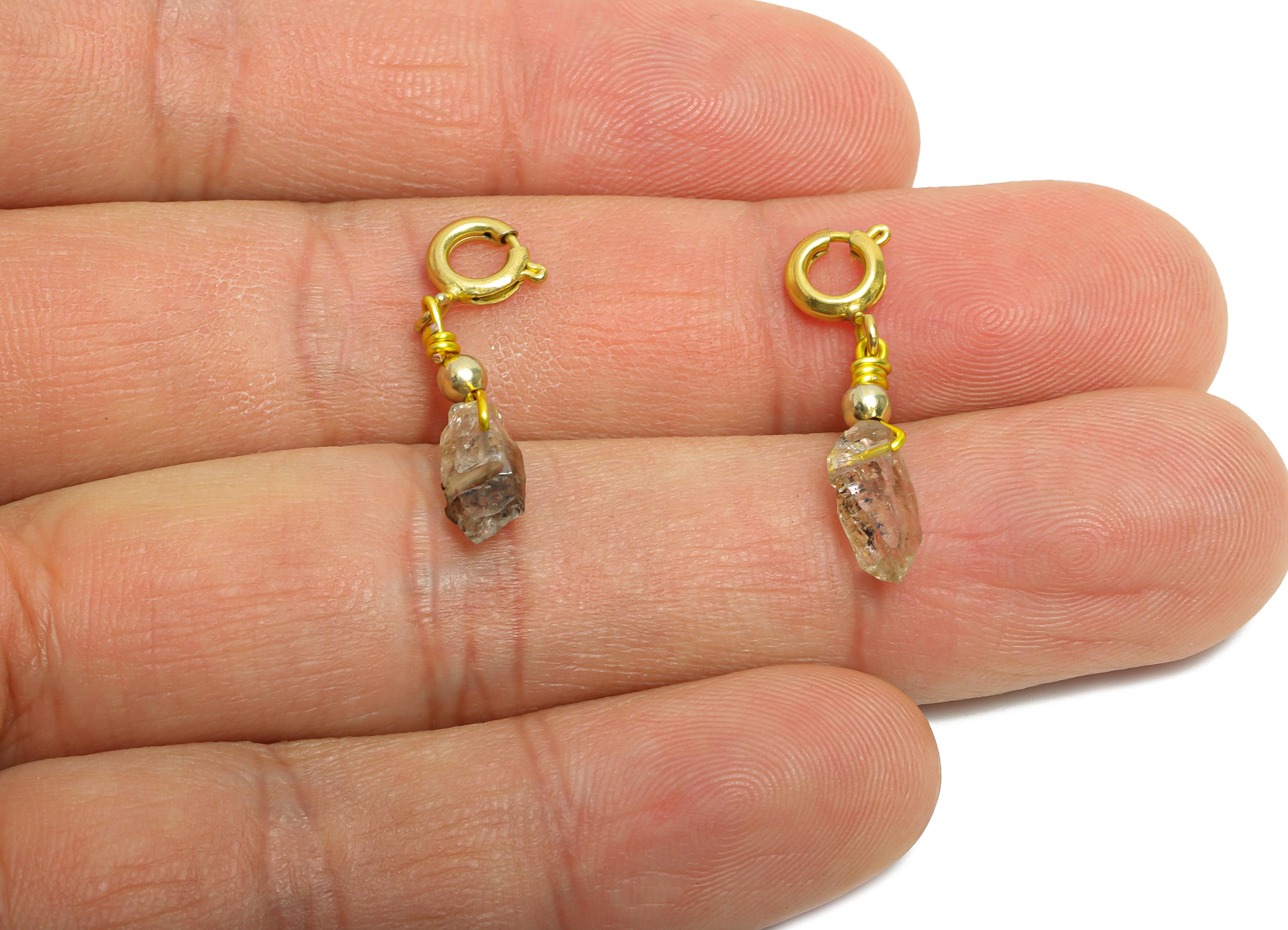 Brass Herkimer Clasp Charm - Enamel Accent Clasp Charm - Quartz Necklace Charm with Clasp - Bracelet Charm - 23x6x5.48mm - NS2862 - DOMEDBAZAAR