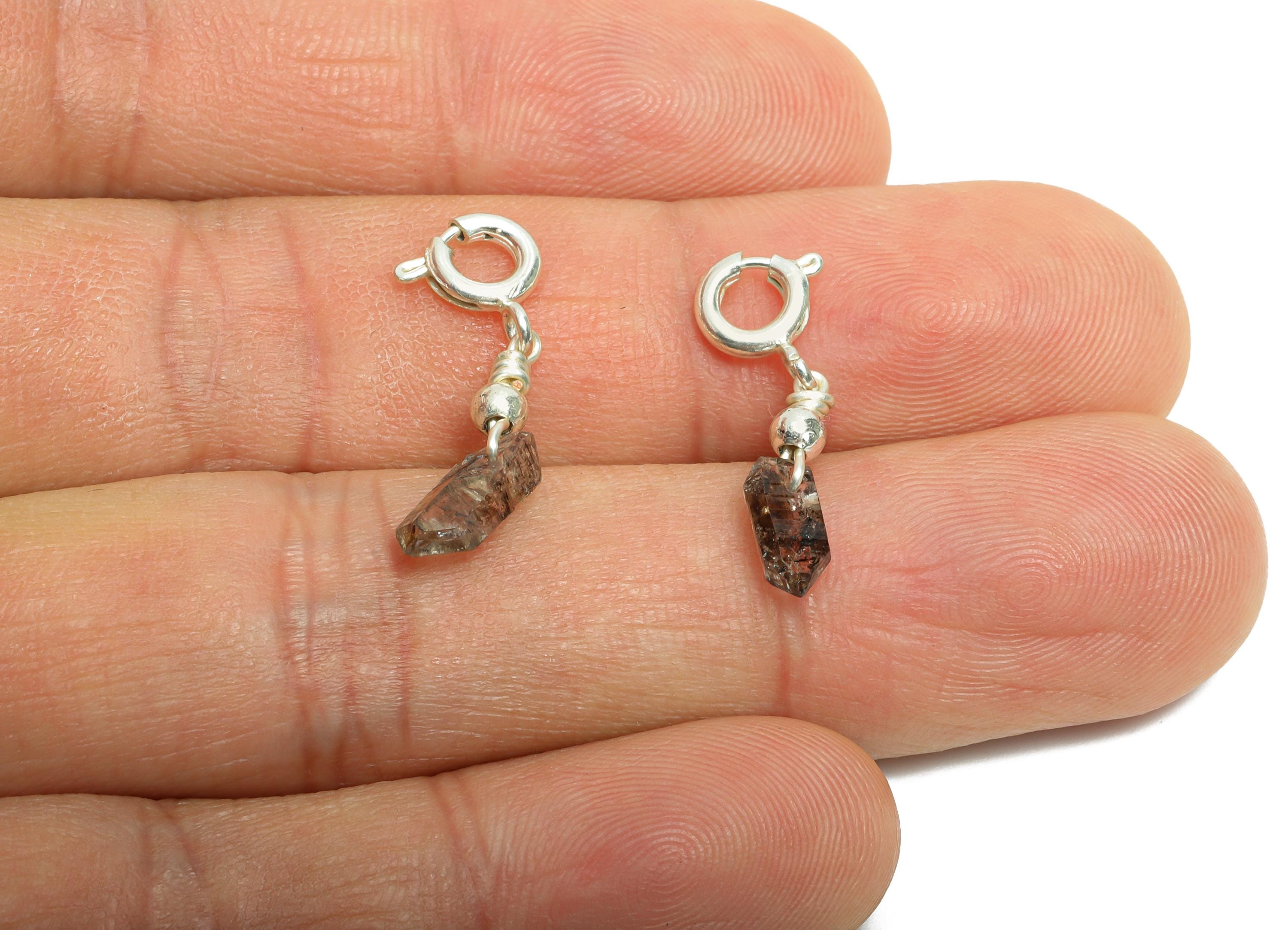 Brass Herkimer Clasp Charm - Enamel Accent Clasp Necklace Charm - Quartz Gemstone Charm with Clasp - Bracelet Charm - 24x7.66x3.6mm - NS2861 - DOMEDBAZAAR
