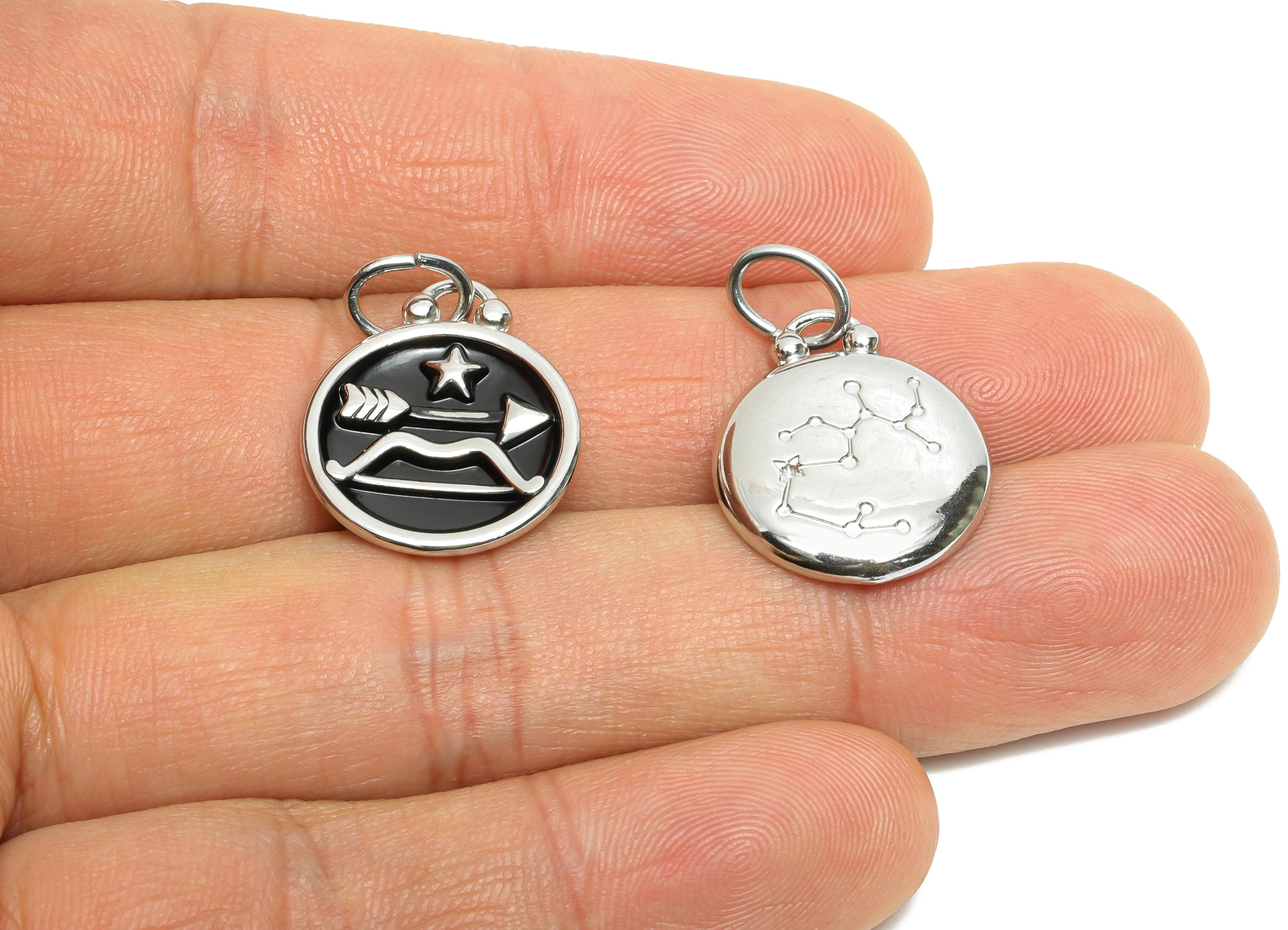 Sagittarius Zodiac Pendant - Enamel Stainless Steel Horoscope Pendant - Arrow Star Astrology Pendant - Modern Jewelry - 20x16x2mm - SS1570 - DOMEDBAZAAR