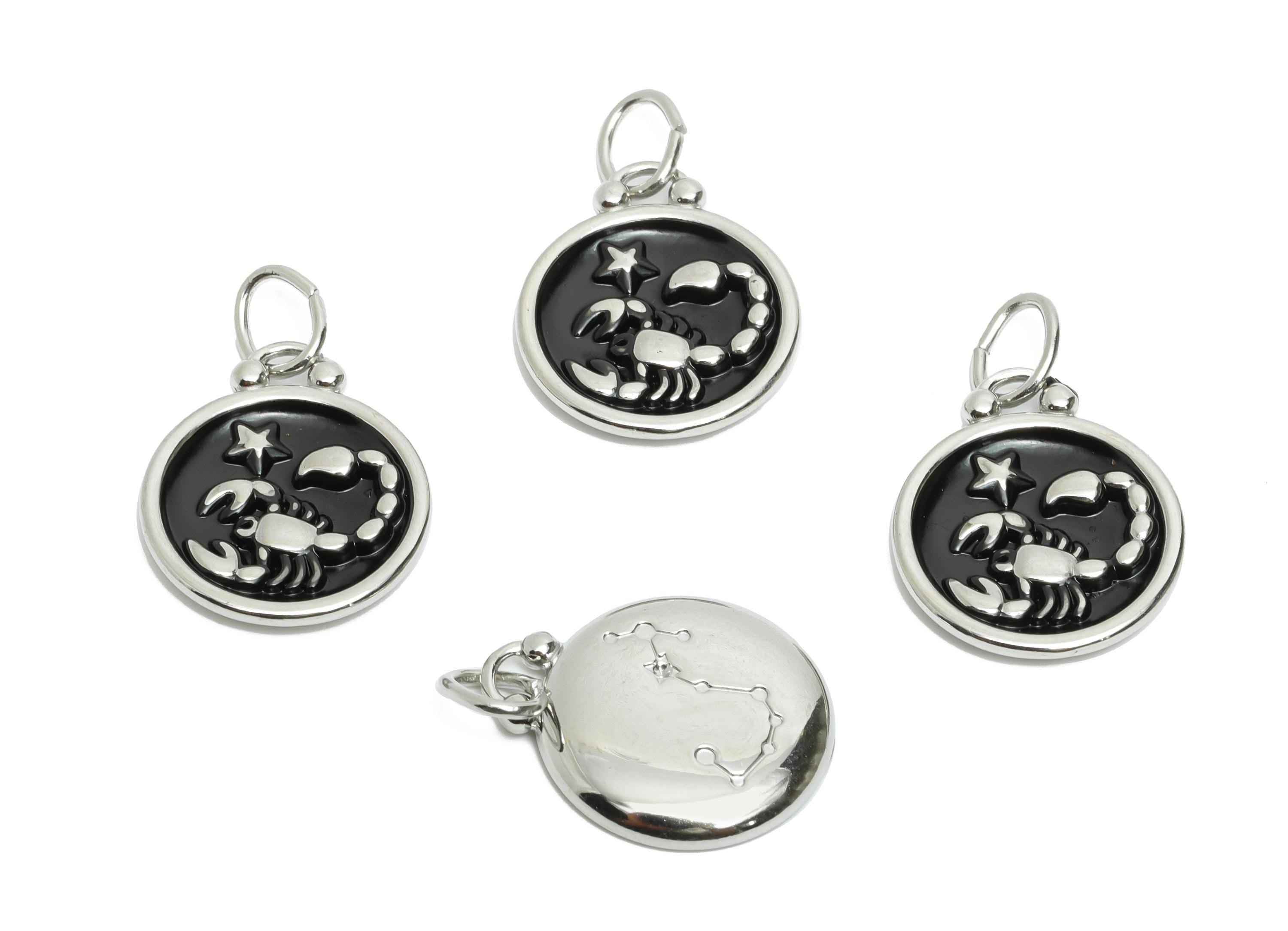 Scorpio Zodiac Pendant - Enamel Stainless Steel Horoscope Pendant - Scorpion Zodiac Pendant - Modern Scorpio Symbol - 20x16x2mm - SS1565 - DOMEDBAZAAR